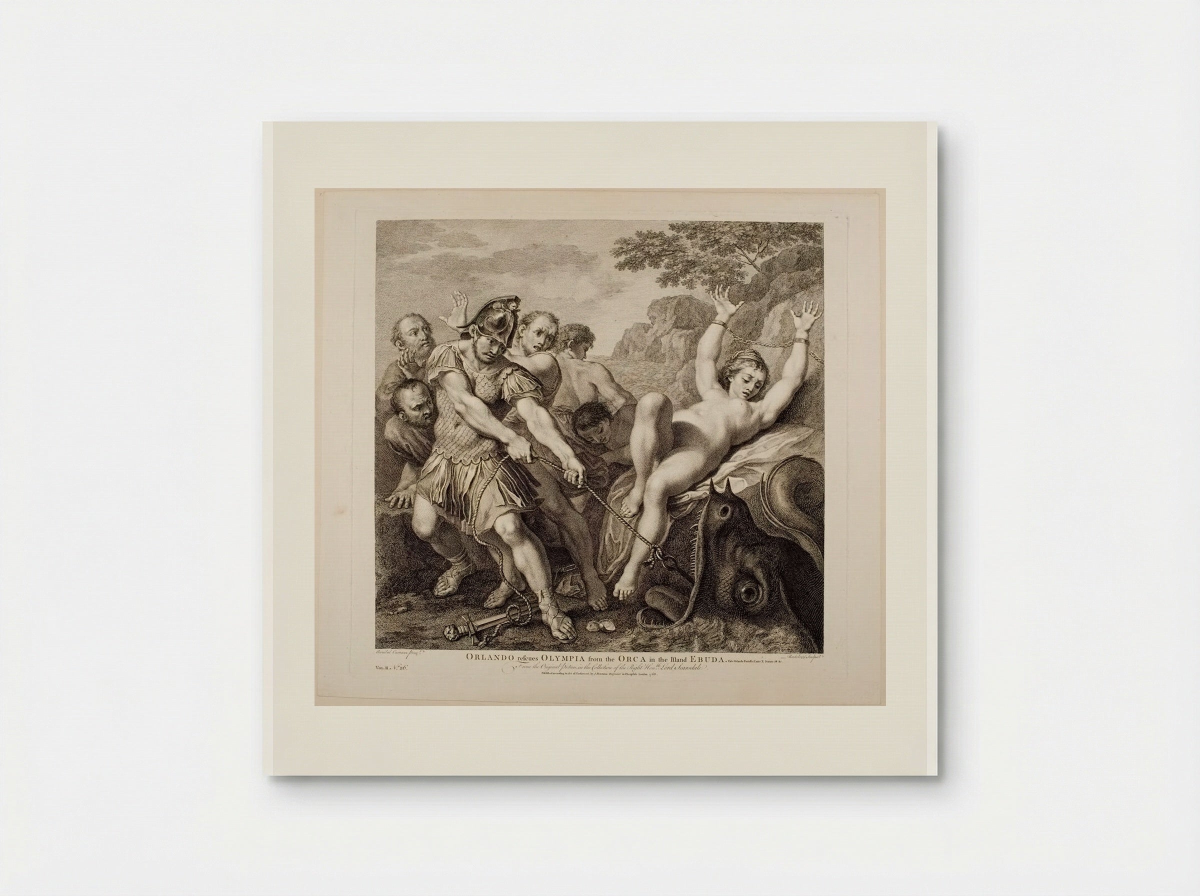 Orlando Rescues Olympia from the Orca in the Island Ebuda - Francesco Bartolozzi - Poster