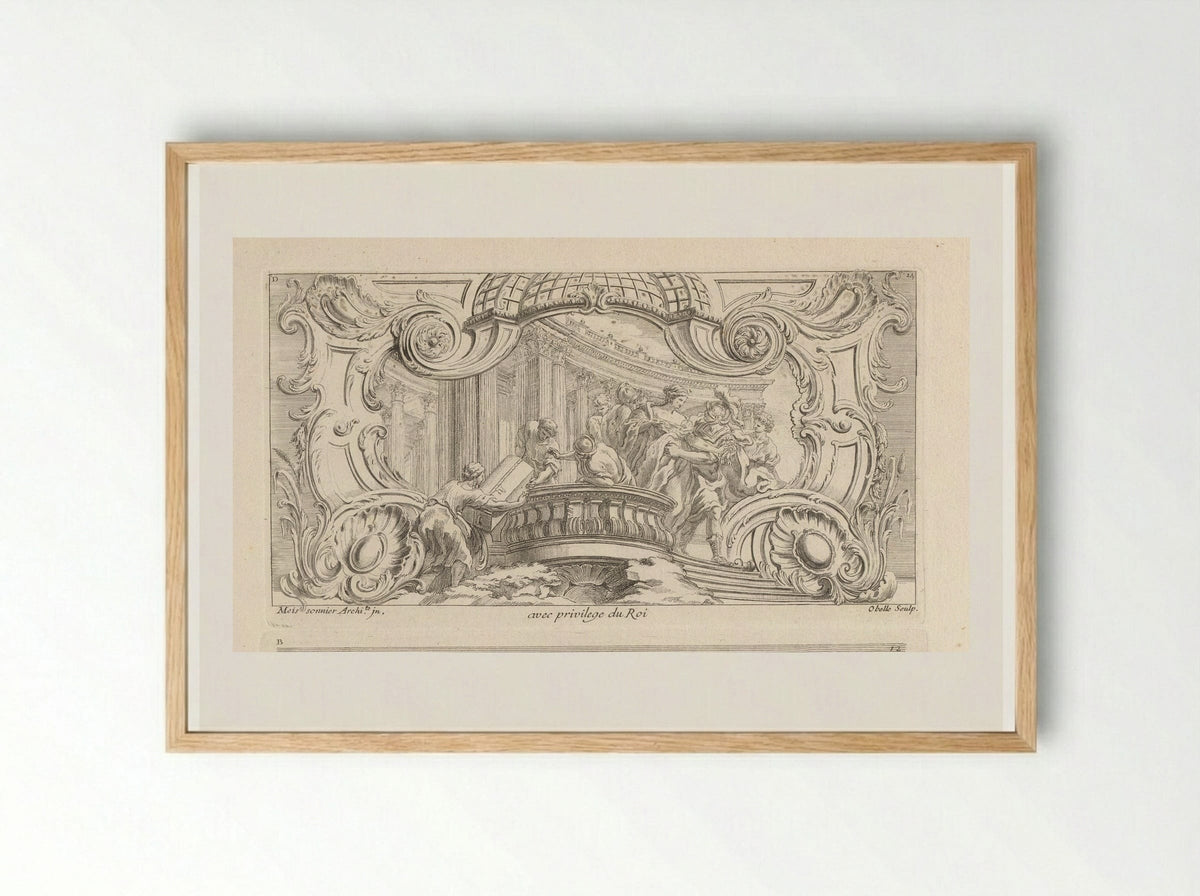 Ornament met de ontvoering van Helena - Gabriel Huquier - Framed Print Wood