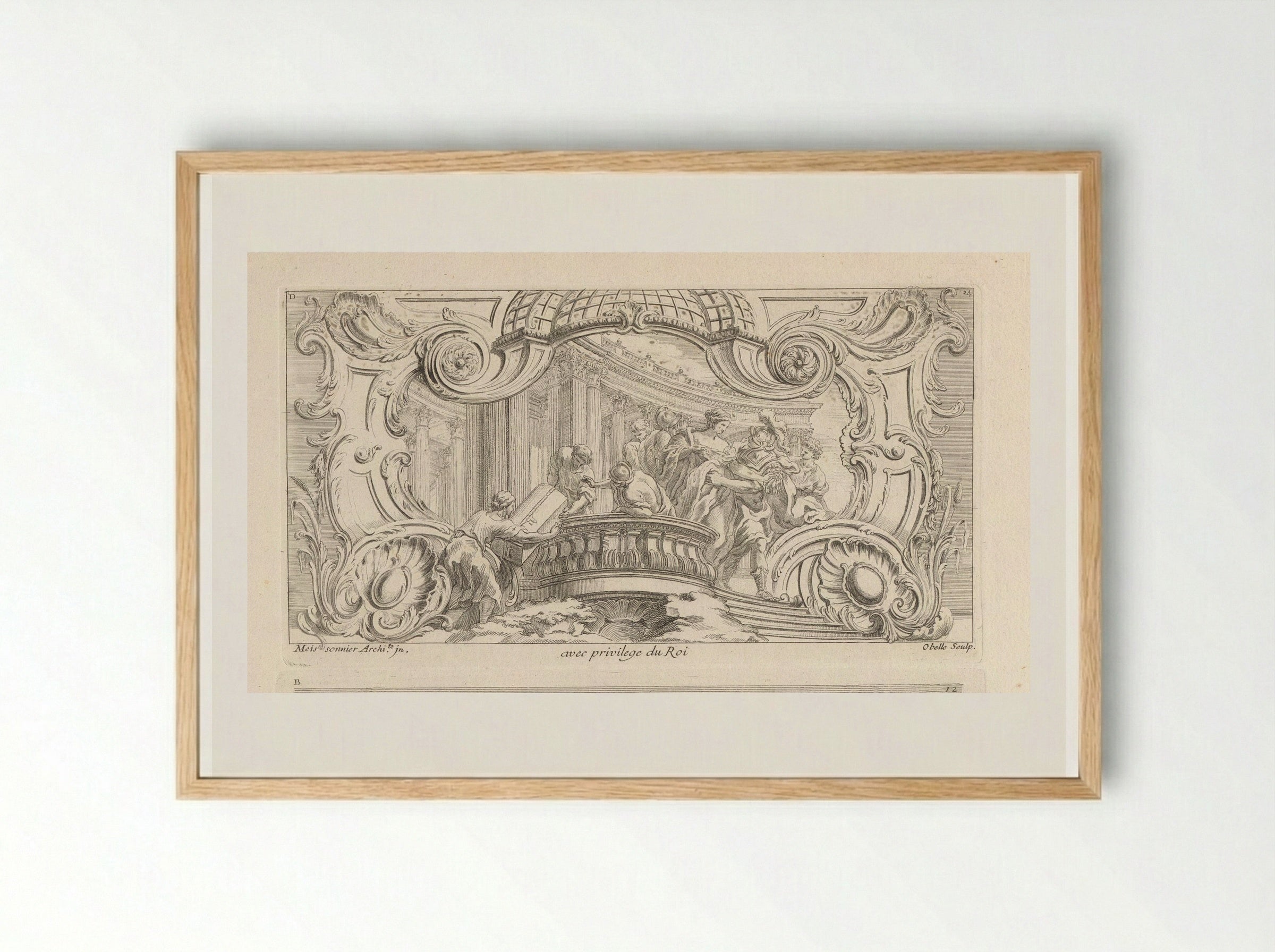 Ornament met de ontvoering van Helena - Gabriel Huquier - Framed Print Wood