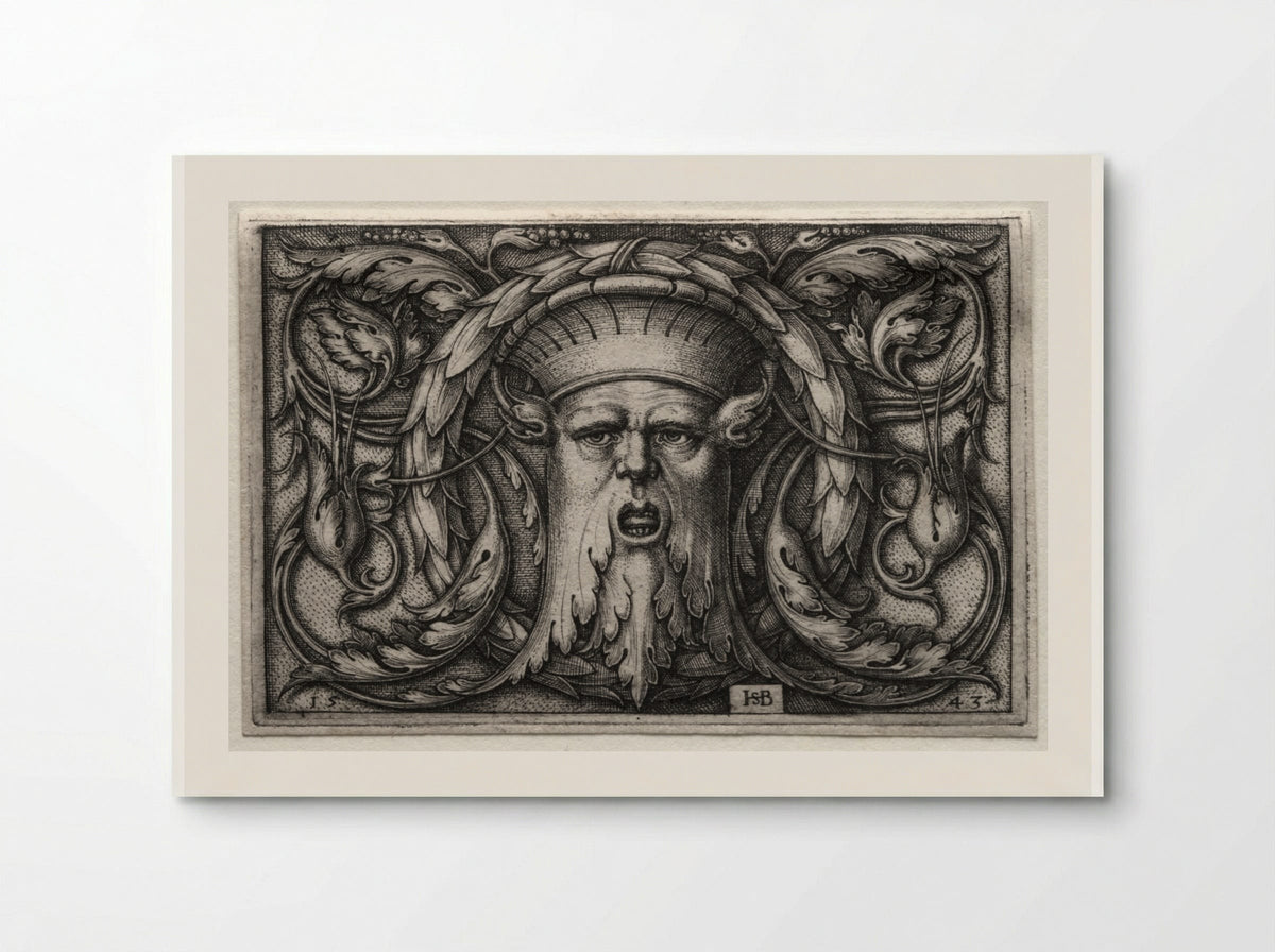 Ornament of Satyr's Head and Wreath - Hans Sebald Beham - Poster