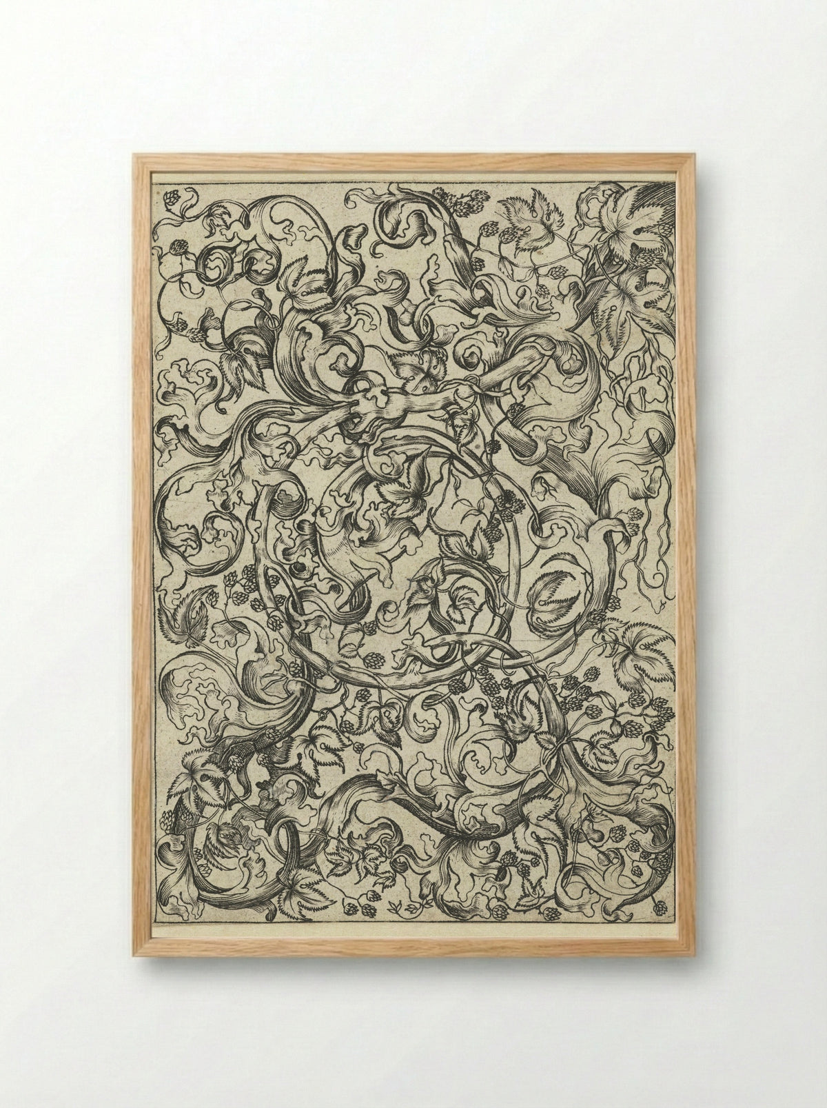 Ornament with Hop Vines - Meester FVB - Framed Print Wood