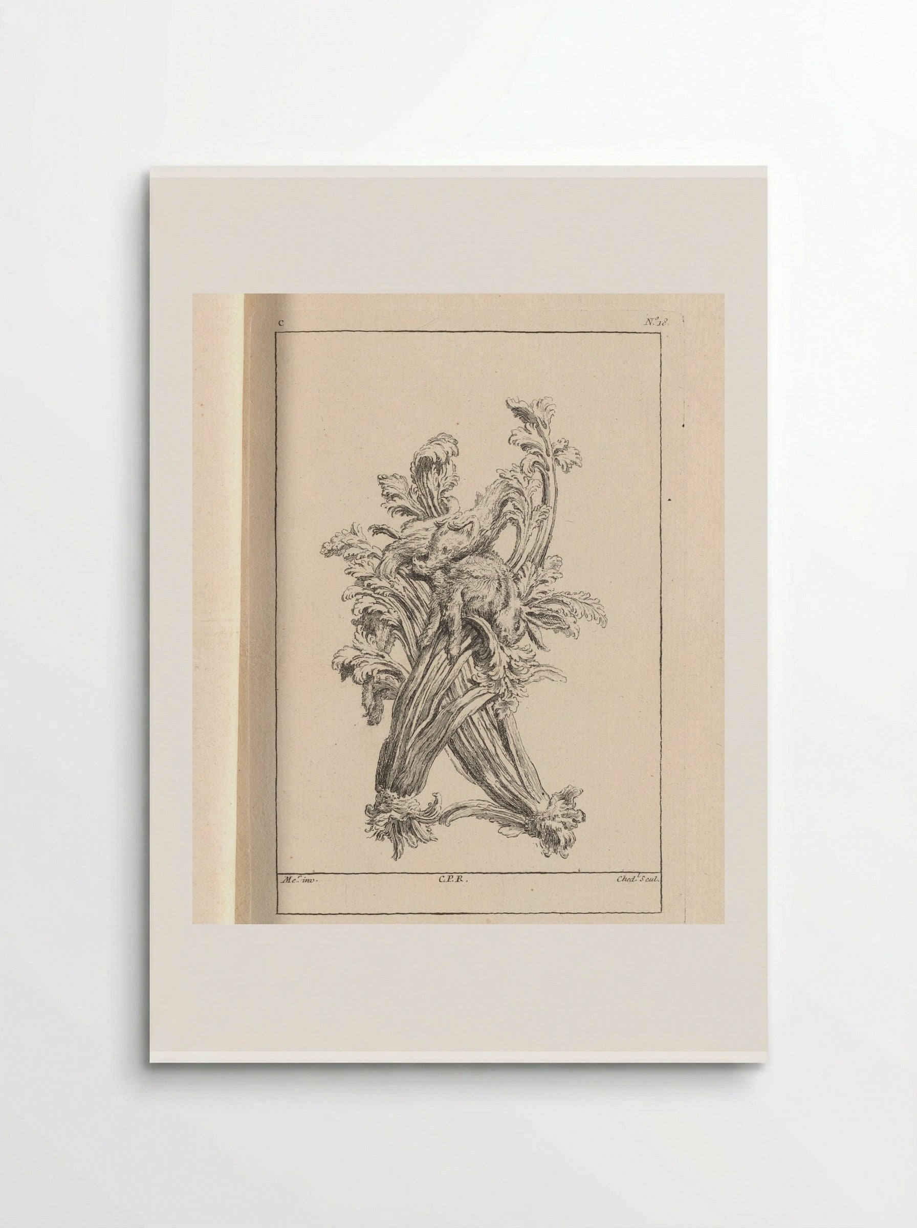 Ornament with Rabbit and Celery - Gabriel Huquier - Poster