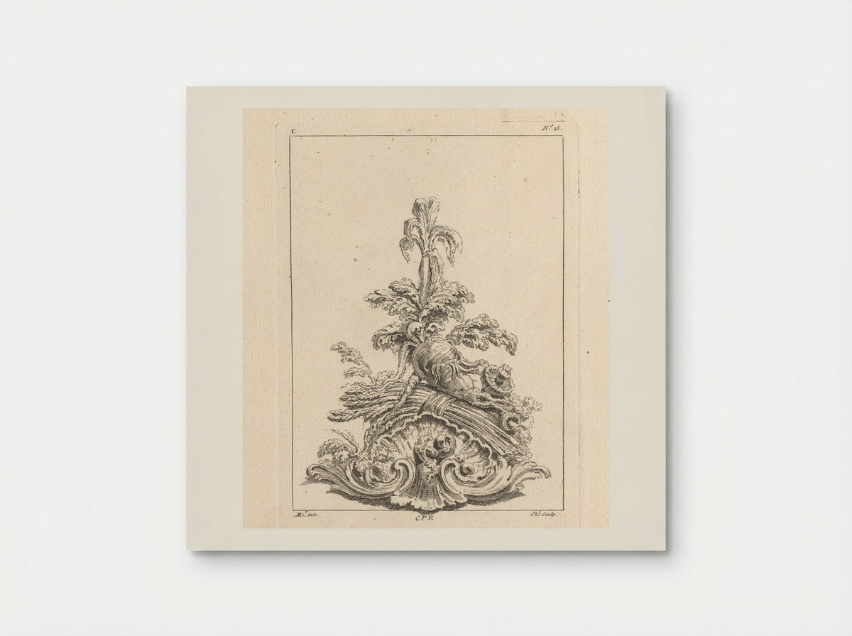 Ornament with Root Vegetables and Mushrooms on an Ornamental Shell - Gabriel Huquier - Poster