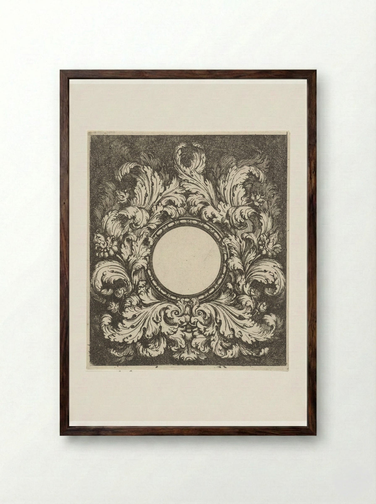 Ornamenteel medaillon - Gerard de Lairesse - Framed Print Dark Wood