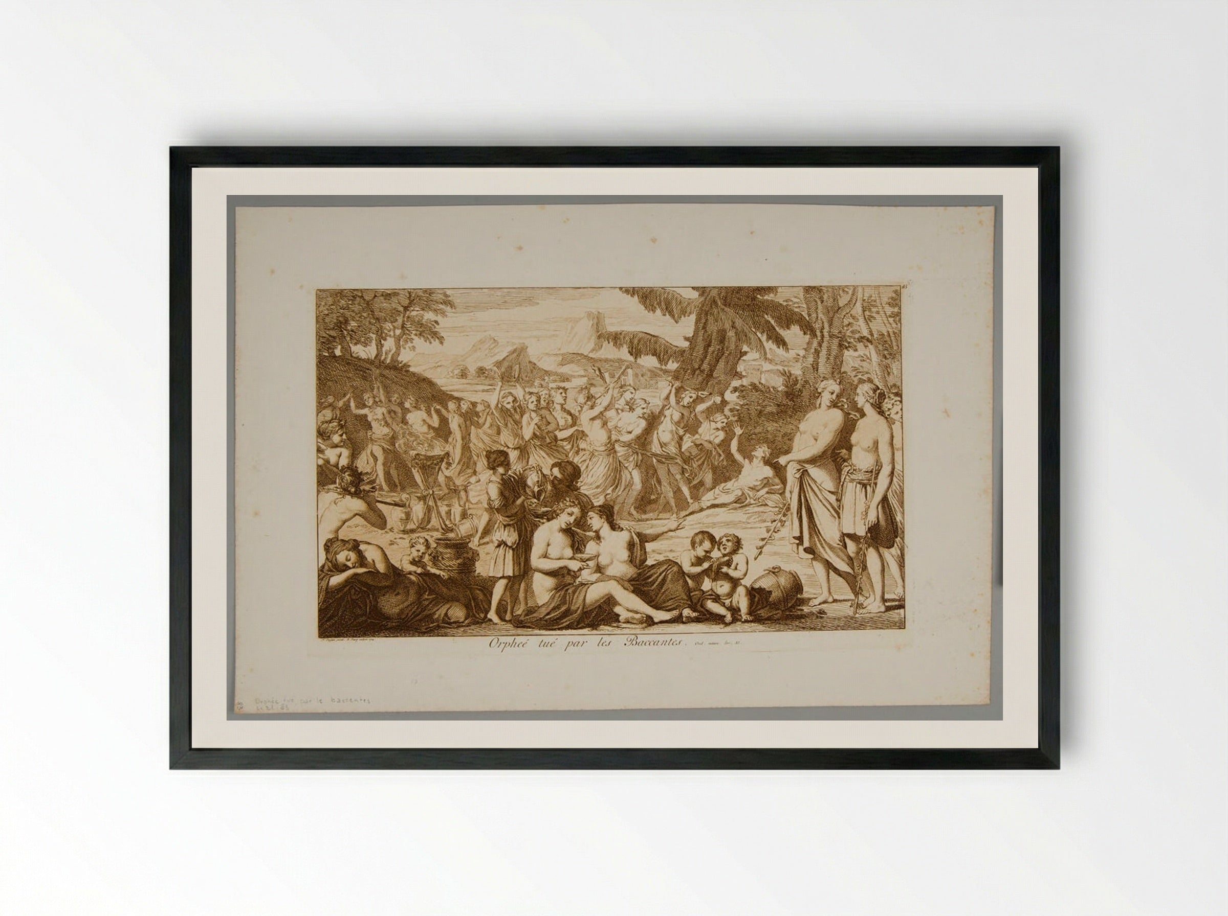 Orpheus Killed by the Bacchantes - Bernard Picart - Framed Print Black