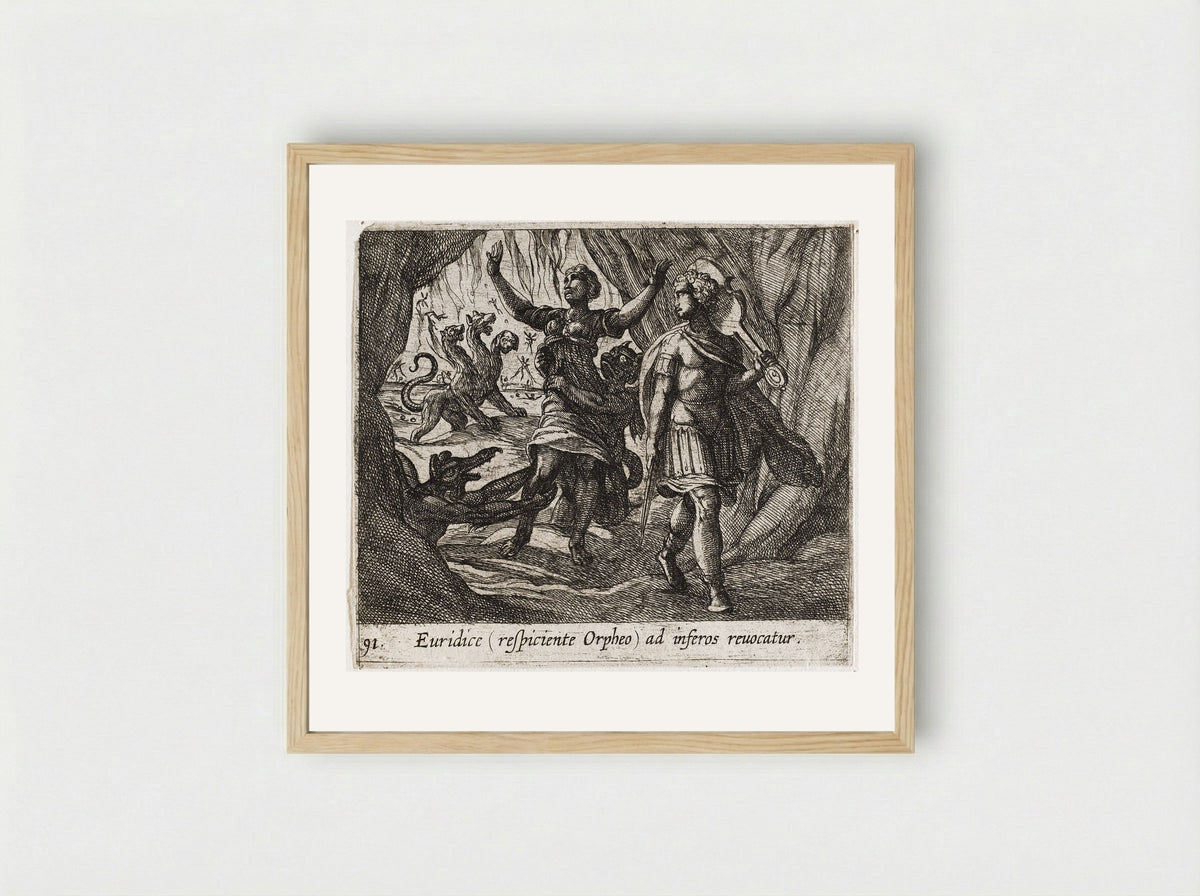 Orpheus Looking Back at Eurydice - Antonio Tempesta - Framed Print Wood