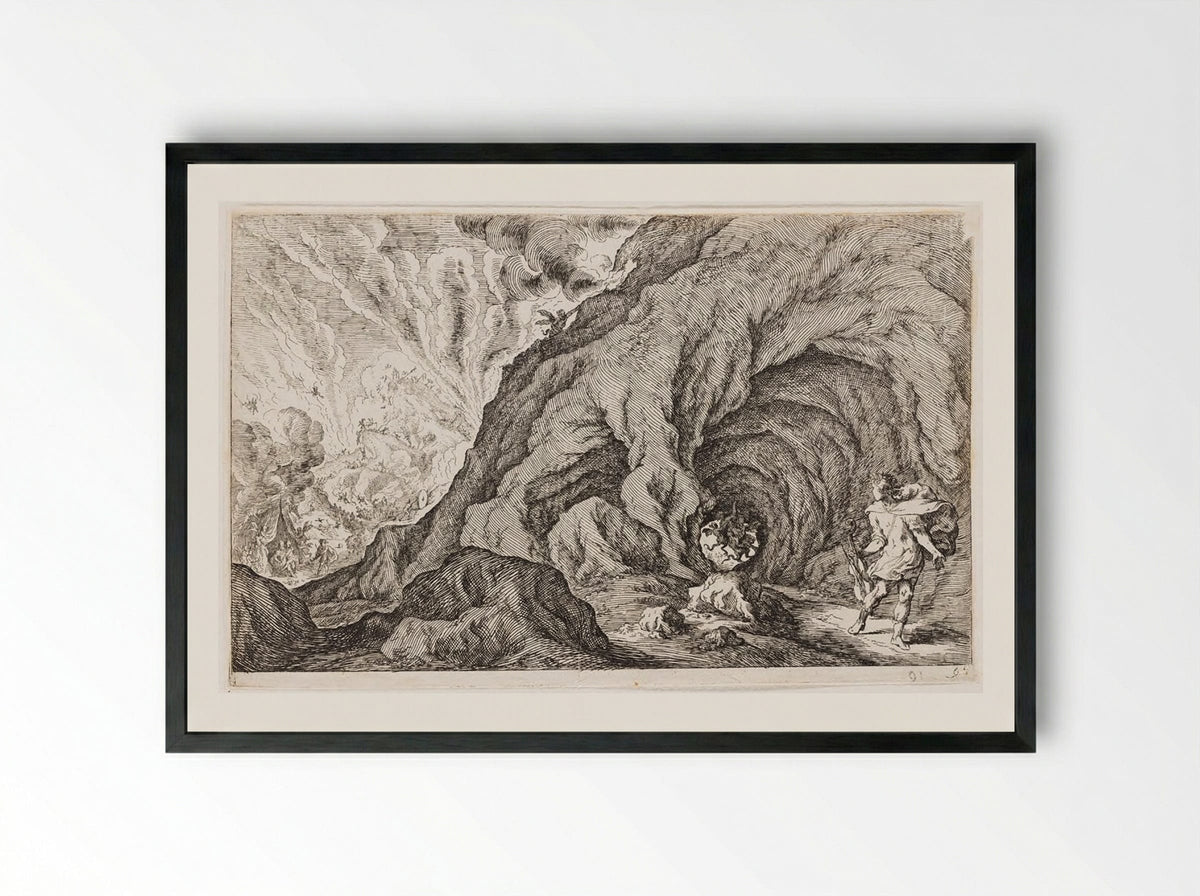 Orpheus Looks Back and Loses Eurydice to Hades - Johann Wilhelm Baur - Framed Print Black