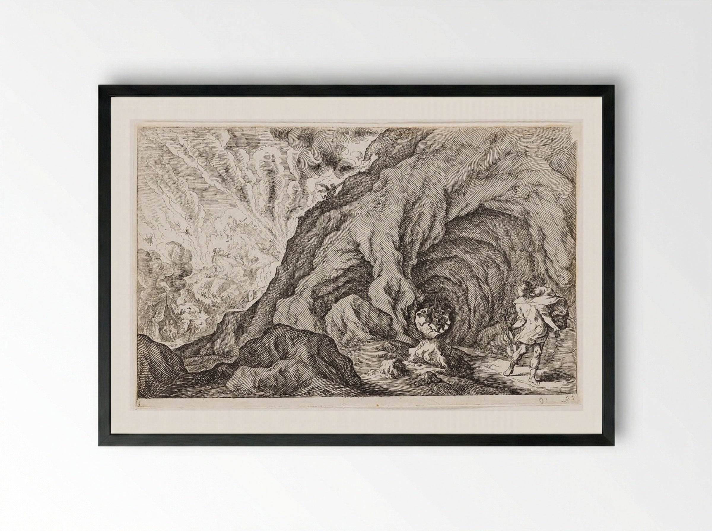 Orpheus Looks Back and Loses Eurydice to Hades - Johann Wilhelm Baur - Framed Print Black