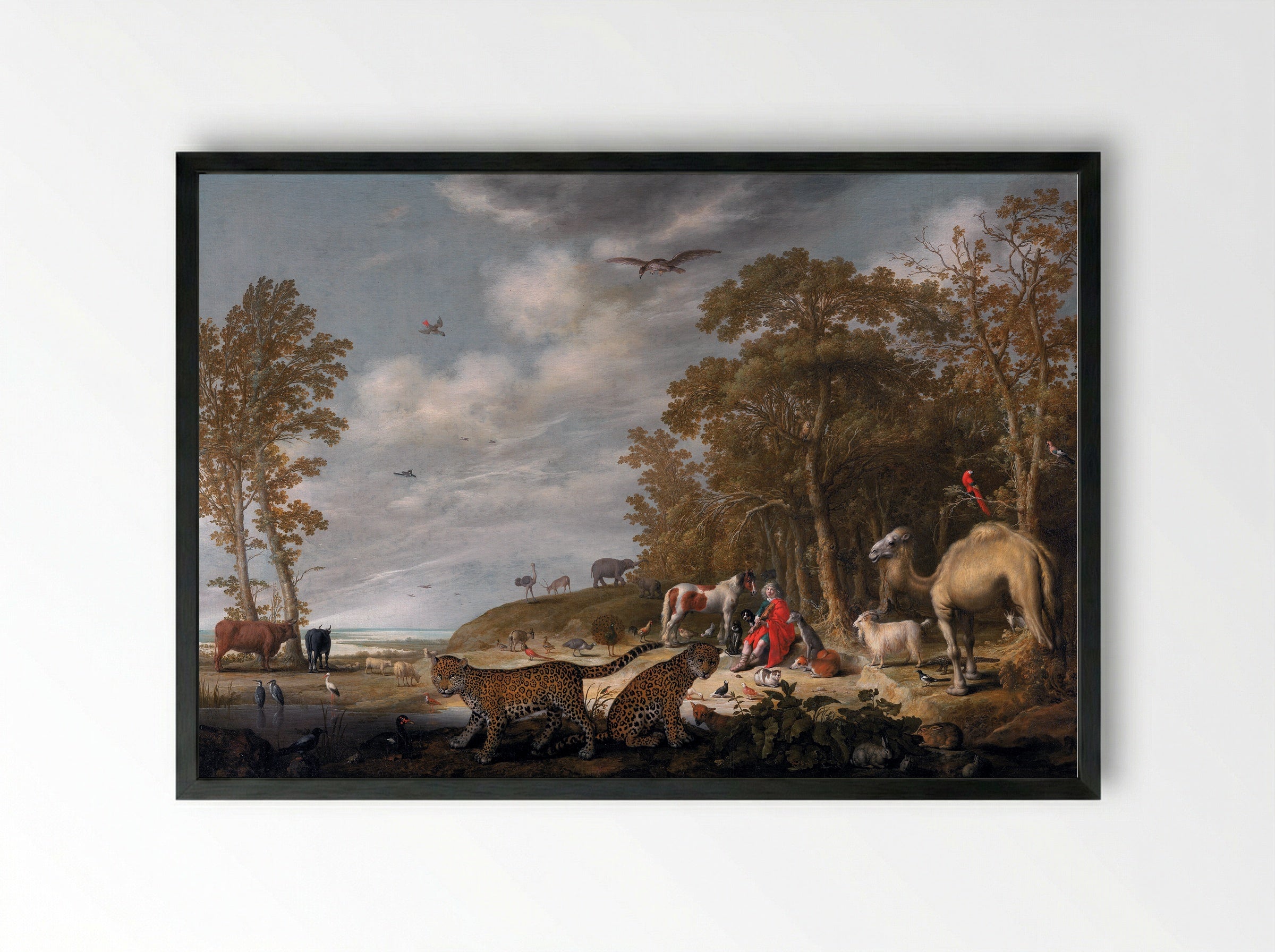 Orpheus with Animals in a Landscape - Aelbert Cuyp - Framed Print Black