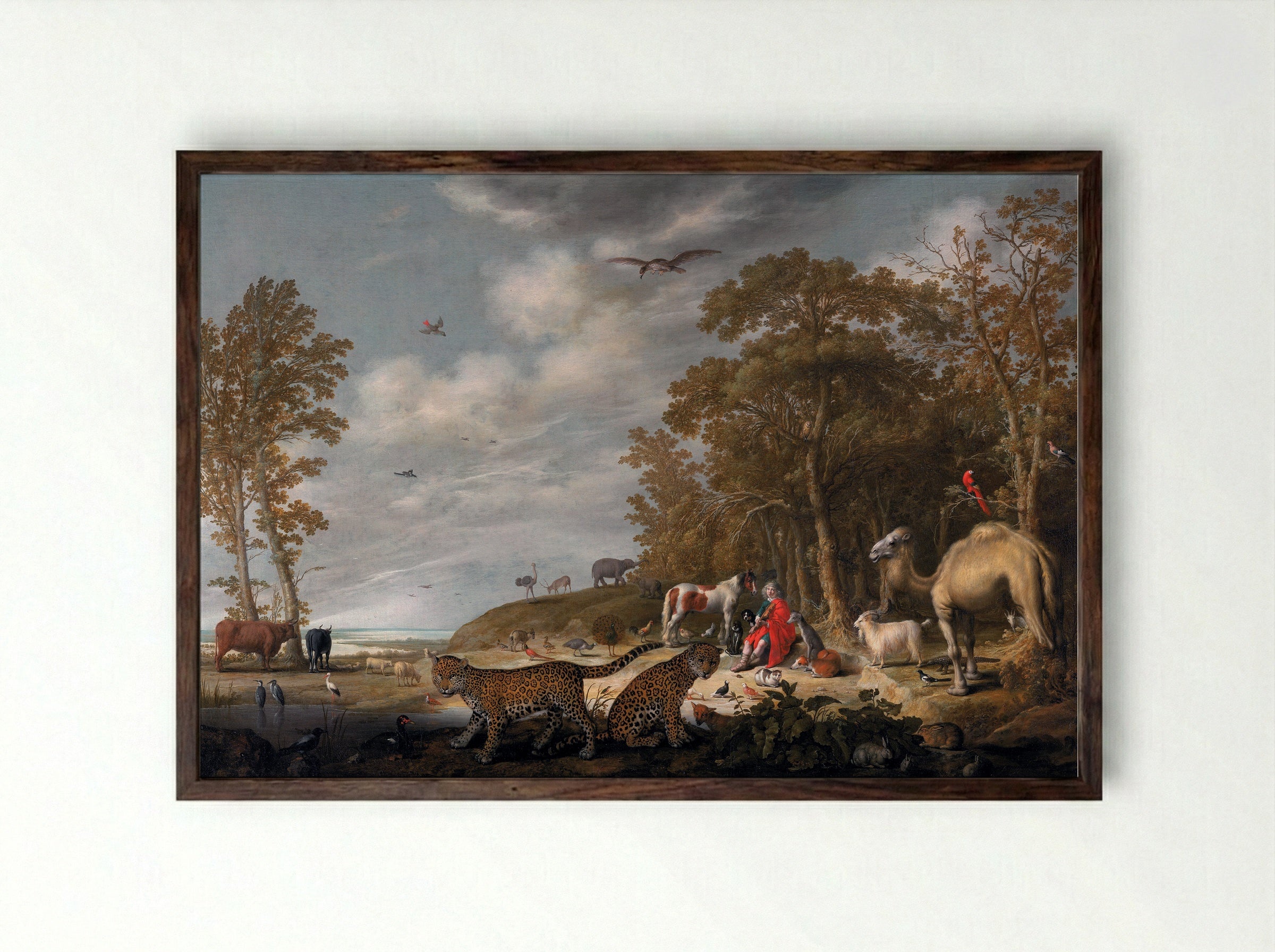 Orpheus with Animals in a Landscape - Aelbert Cuyp - Framed Print Dark Wood