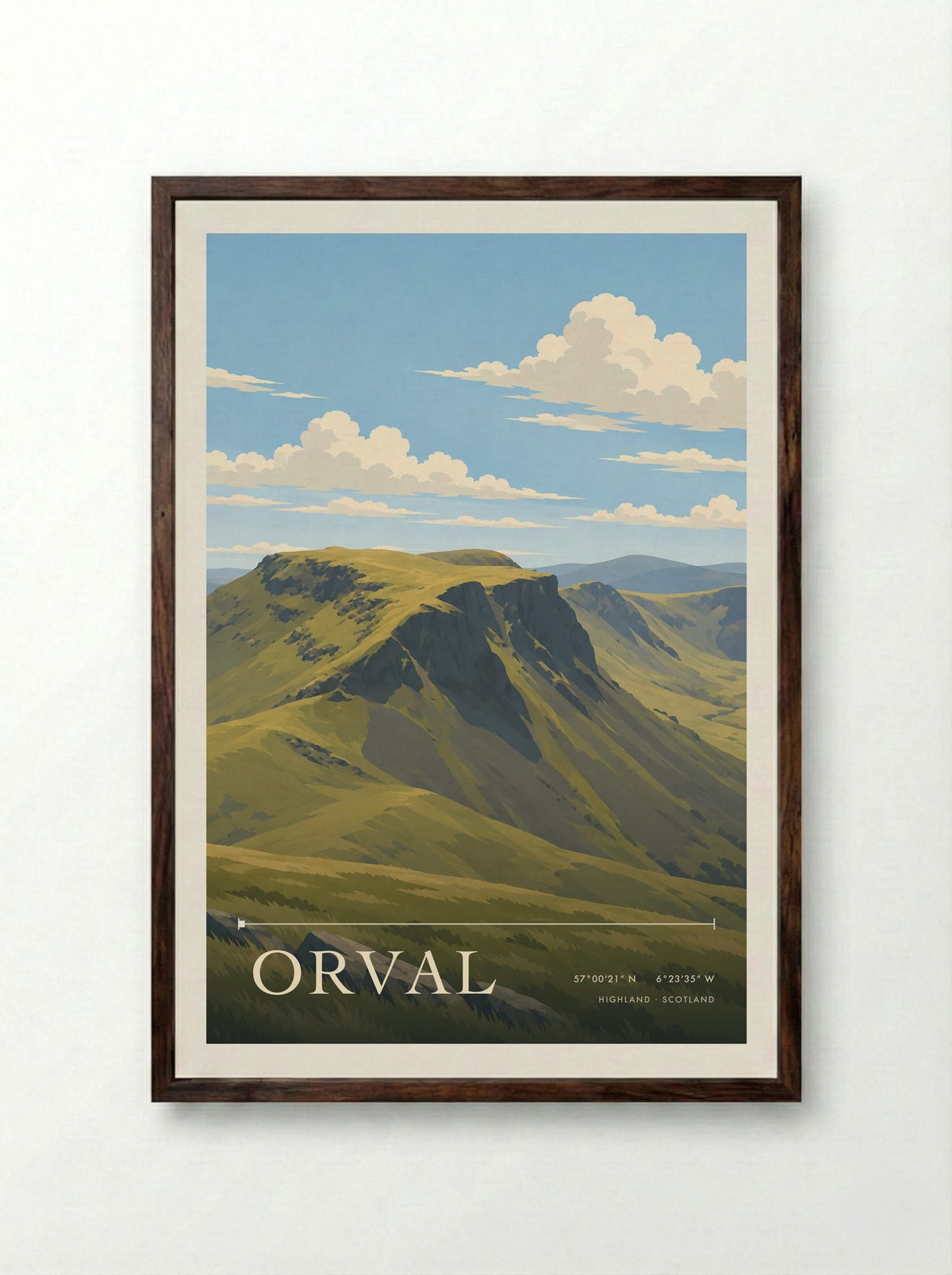 Orval, Highland | Travel Poster - Framed Print Dark Wood