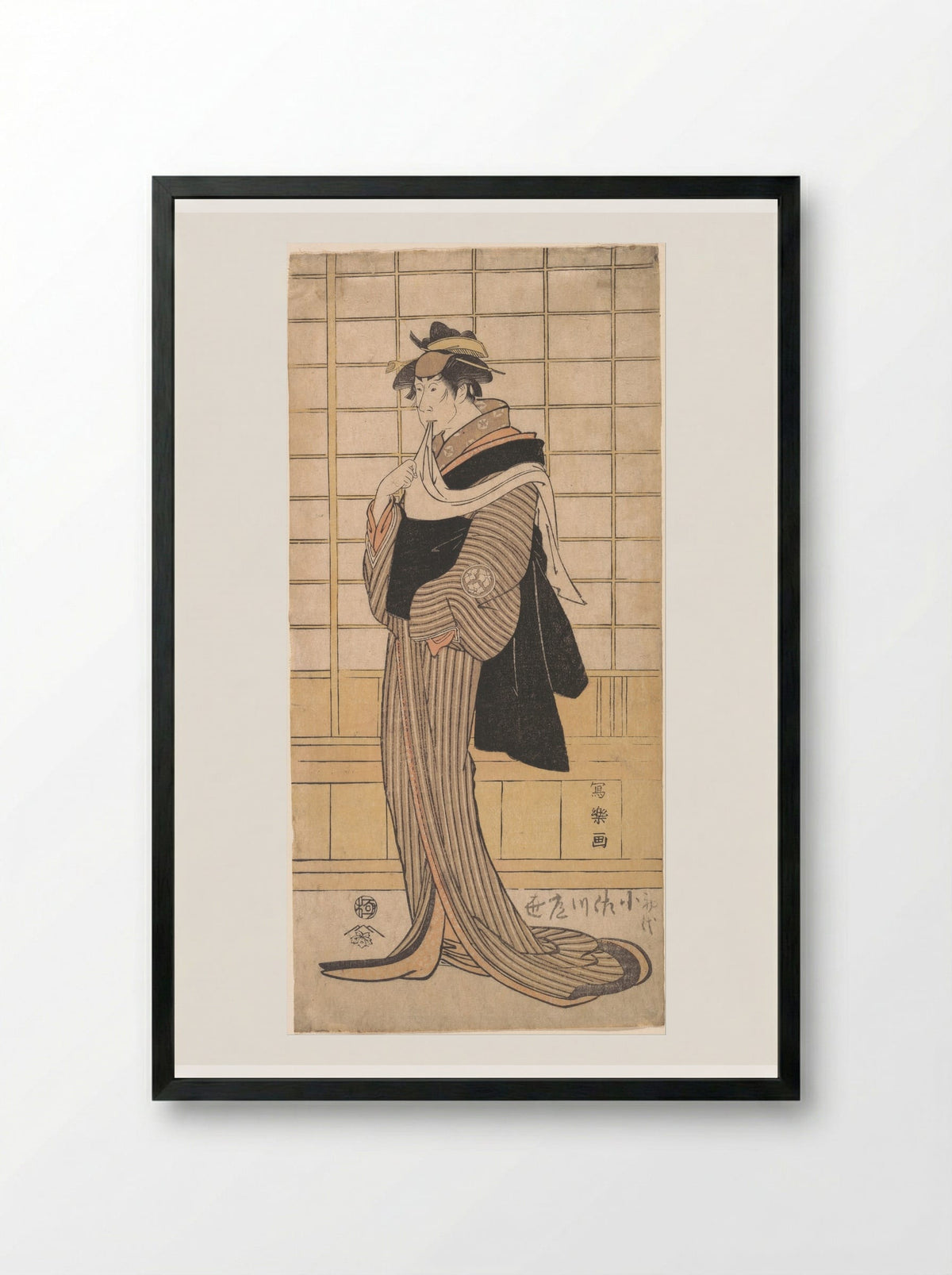 Osagawa Tsuneyo II as the hairdresser O-Roku - Tōshūsai Sharaku - Framed Print Black