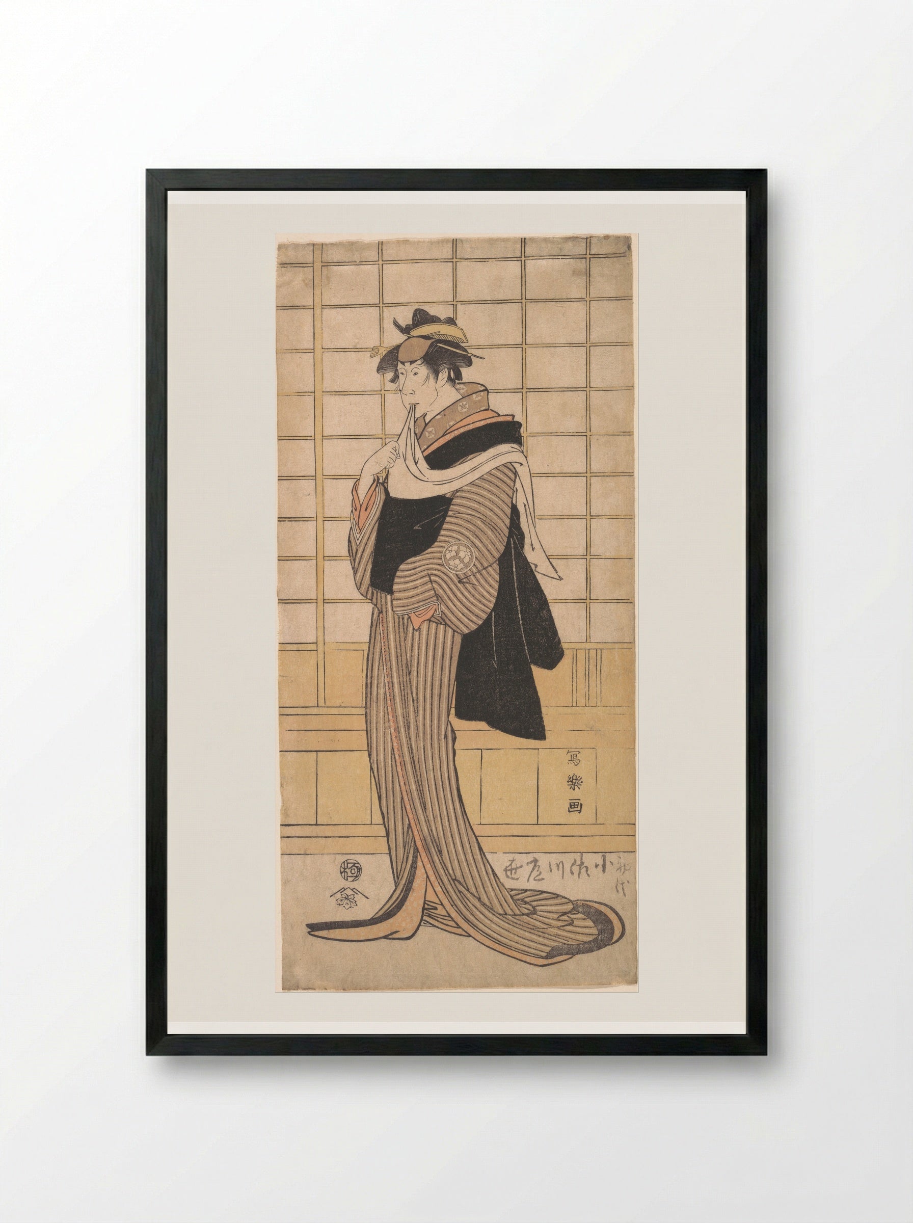 Osagawa Tsuneyo II as the hairdresser O-Roku - Tōshūsai Sharaku - Framed Print Black
