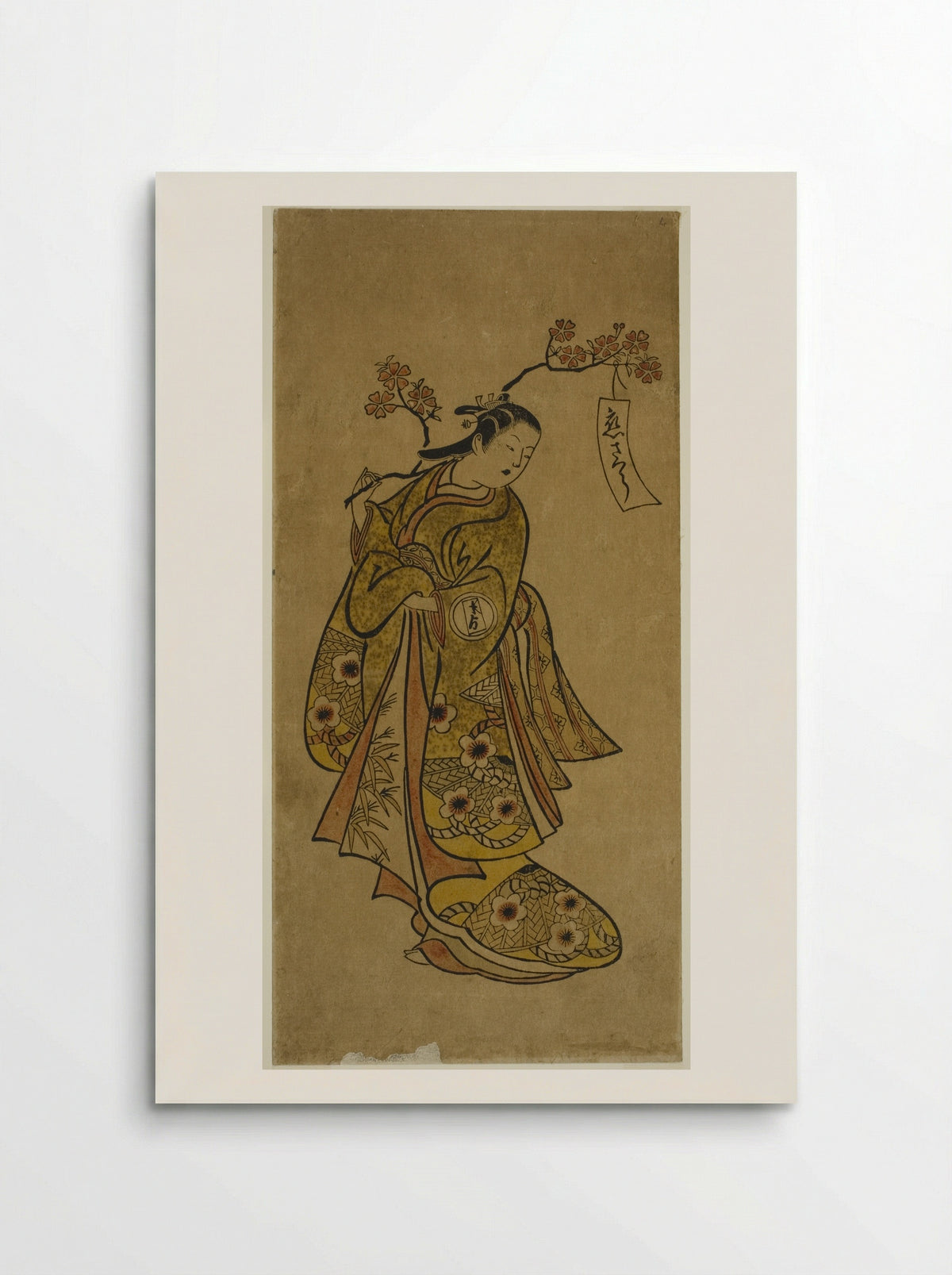 Oshichi Carrying a Blossoming Cherry Branch - Okumura Toshinobu - Poster