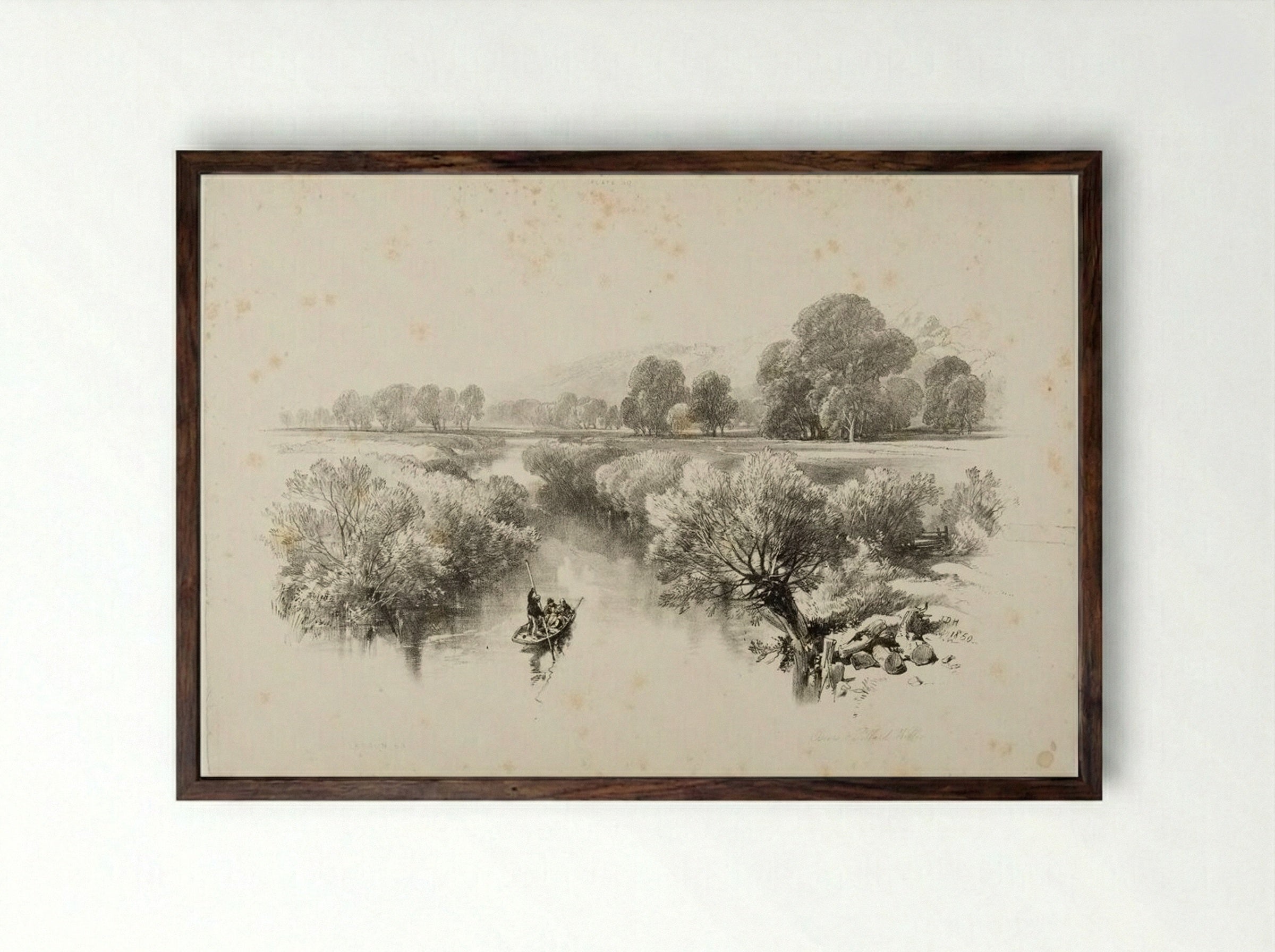 Osiers and Pollard Willow - James Duffield Harding - Framed Print Dark Wood