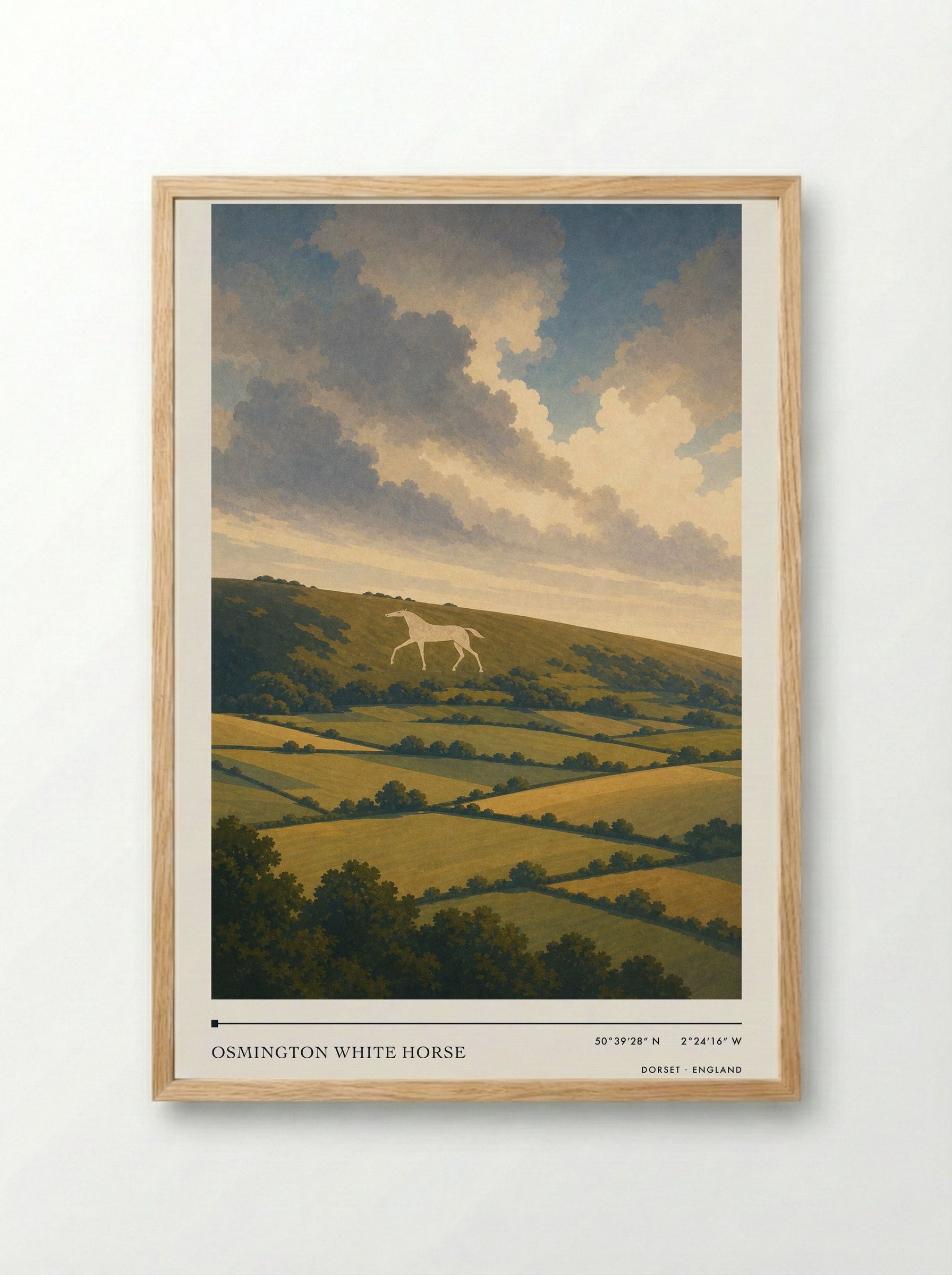 Osmington White Horse Dorset England Travel Poster - Framed Print Wood