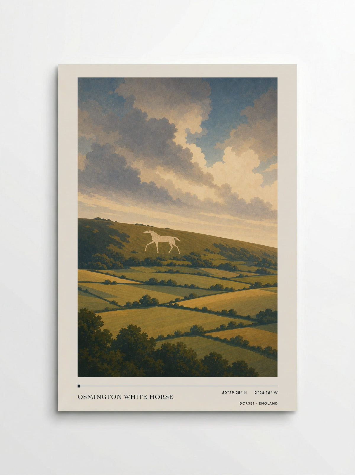 Osmington White Horse, Dorset travel poster print