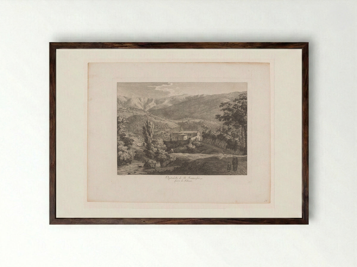 Ospitaletto di St. Francesco fuori di Subiaco - Johann Friedrich Frauenholz - Framed Print Dark Wood