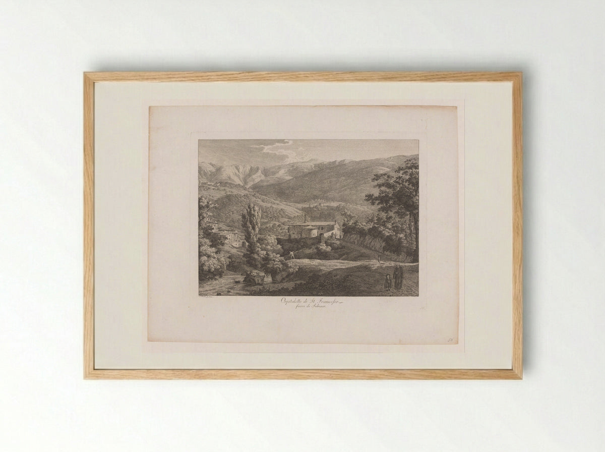 Ospitaletto di St. Francesco fuori di Subiaco - Johann Friedrich Frauenholz - Framed Print Wood