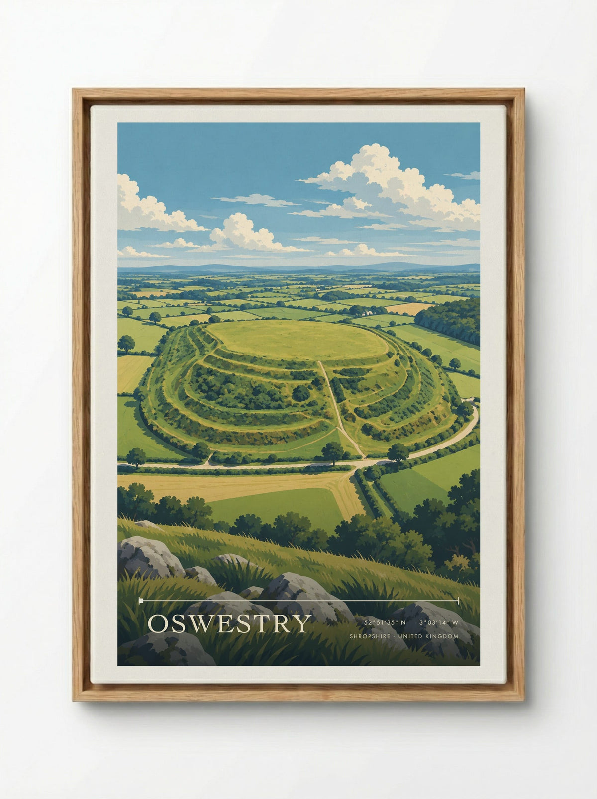 Oswestry, Shropshire | Travel Poster - Framed Canvas Wood