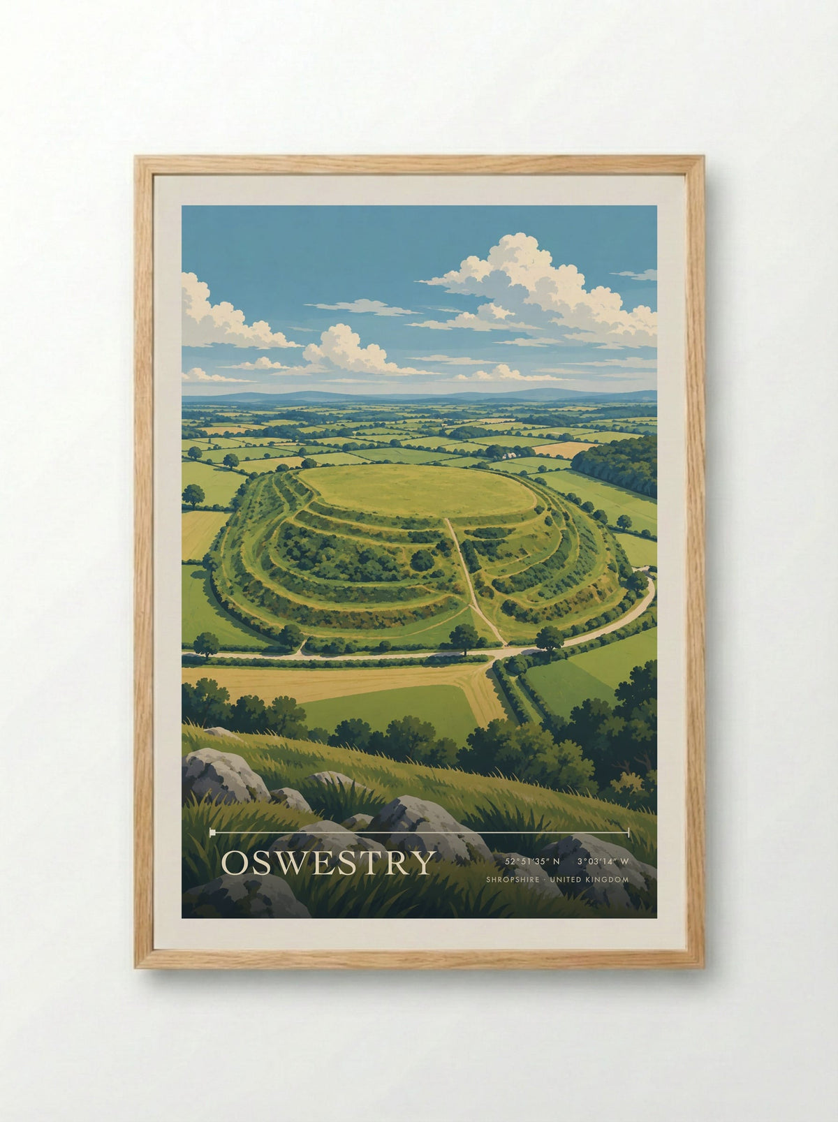Oswestry, Shropshire | Travel Poster - Framed Print Wood