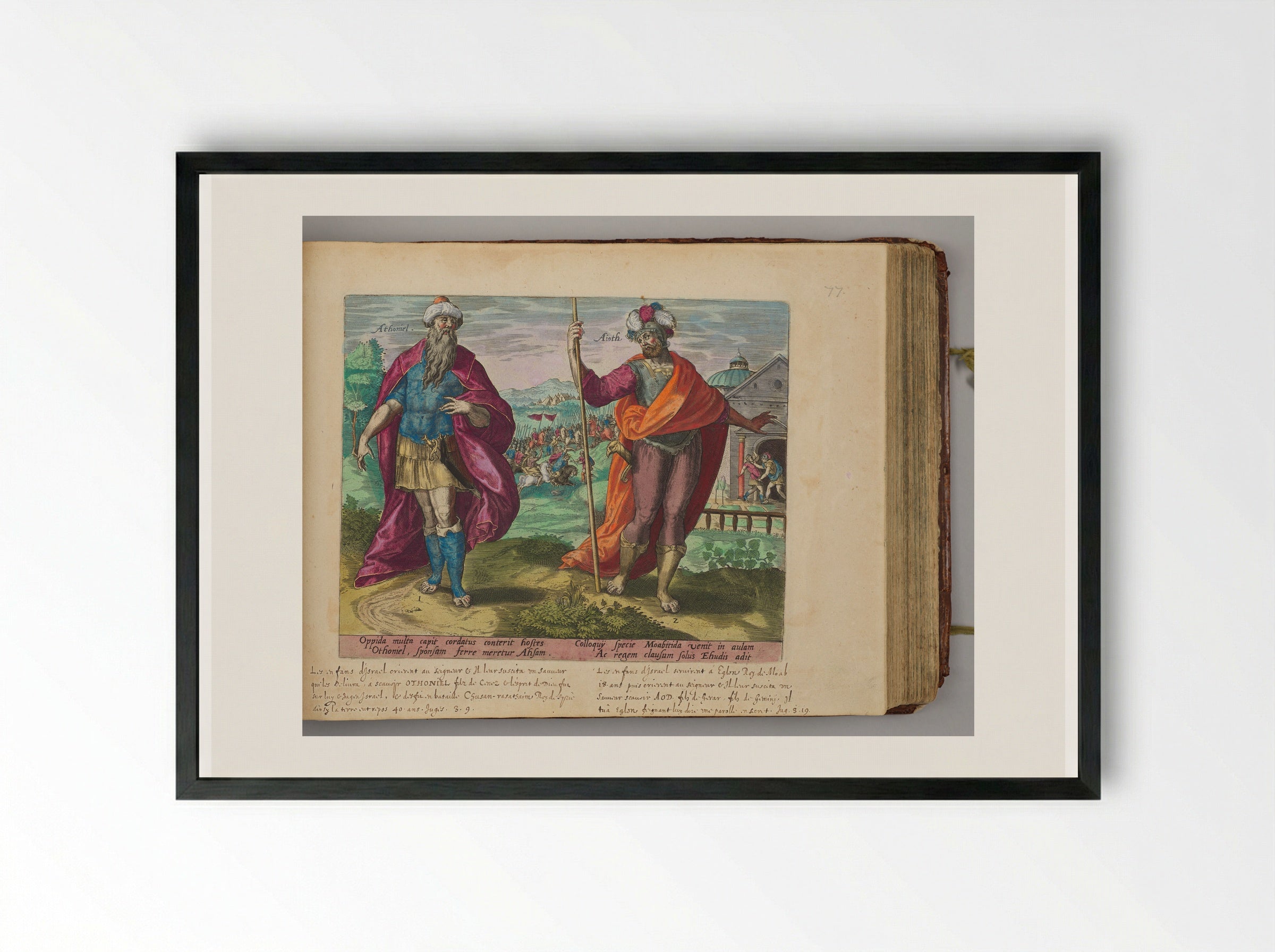 Othniel and Ehud - Hans Collaert the Elder - Framed Print Black