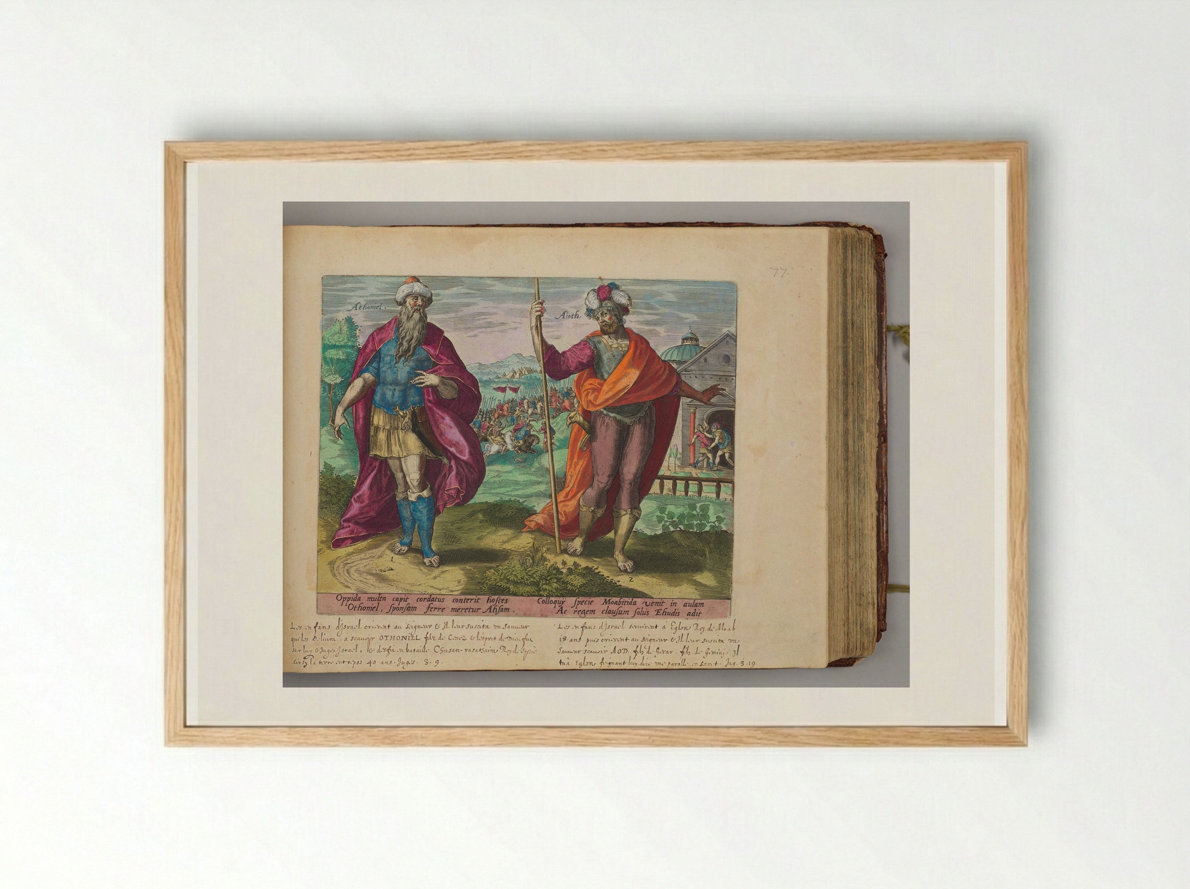 Othniel and Ehud - Hans Collaert the Elder - Framed Print Wood