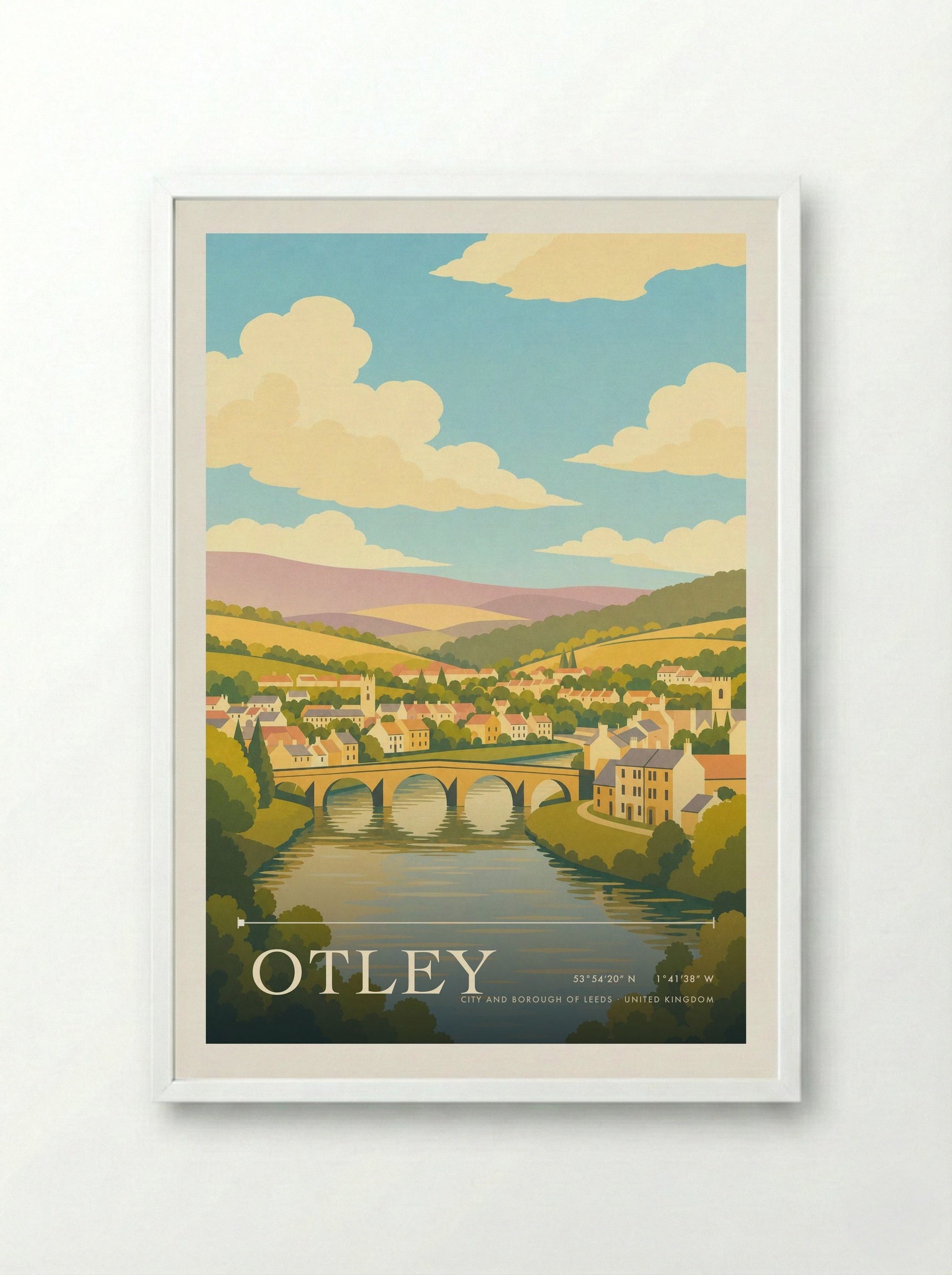 Otley City and Borough of Leeds United Kingdom Travel Poster - Framed Print White