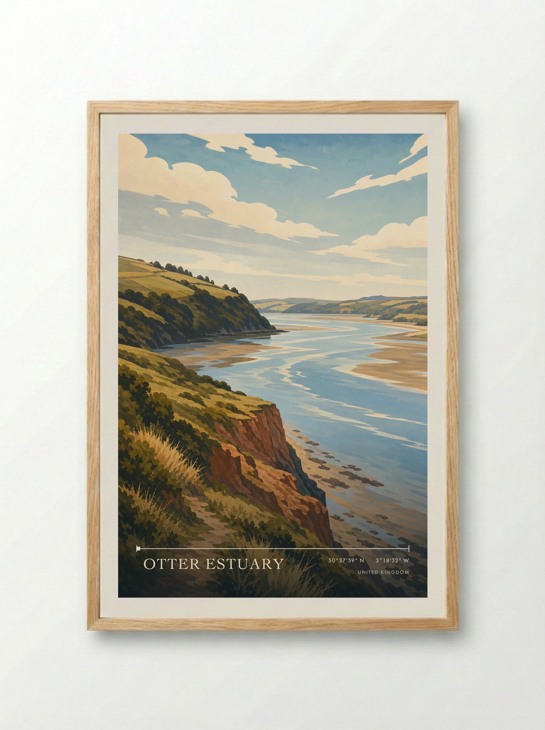 Otter Estuary United Kingdom Travel Poster - Framed Print Wood