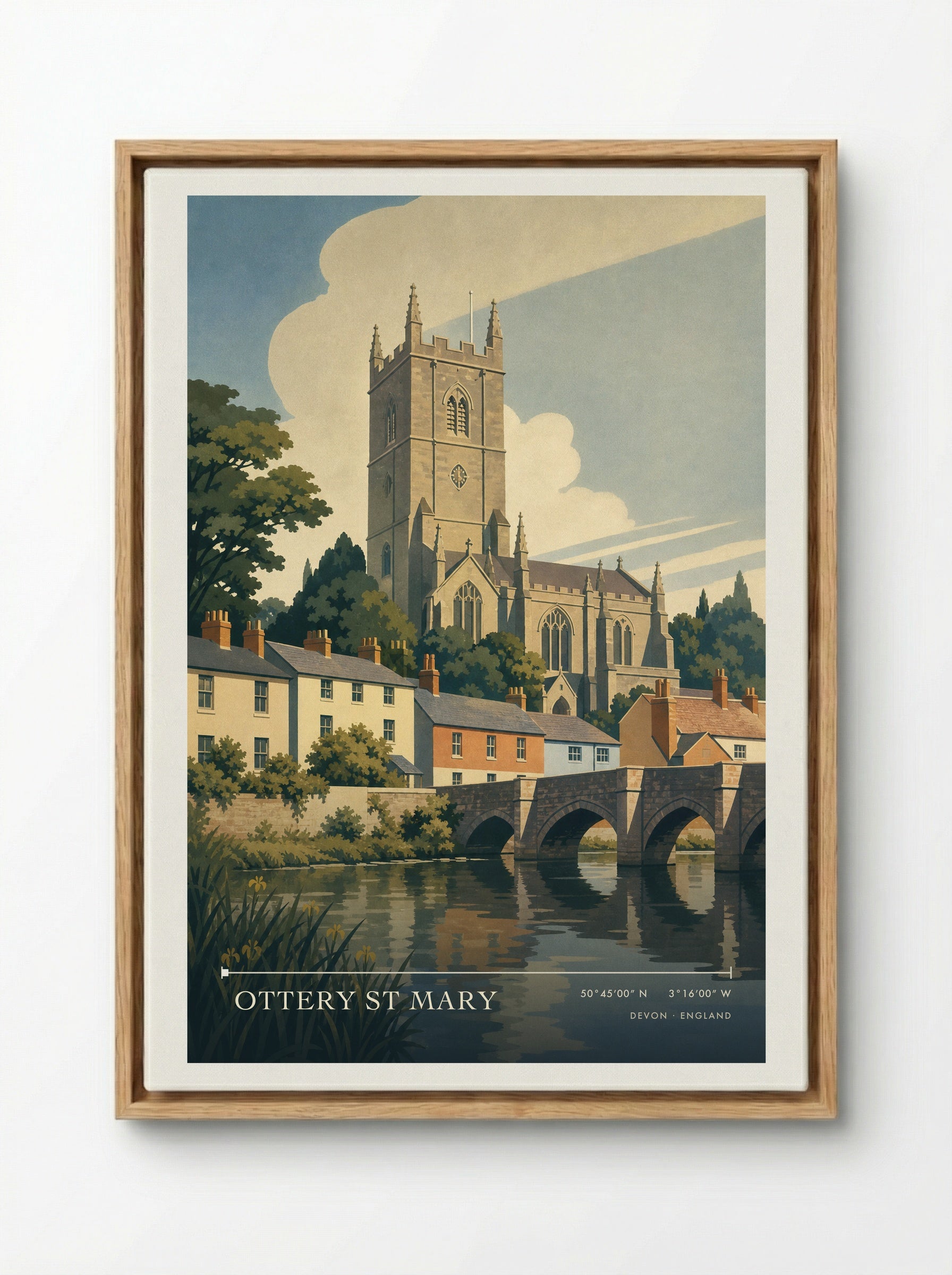 Ottery St Mary Devon England Travel Poster - Framed Canvas Wood