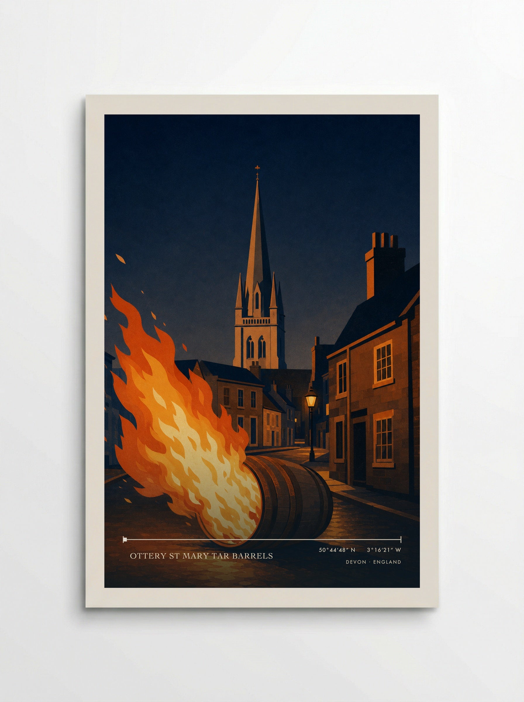 Ottery St Mary Tar Barrels Devon England Travel Poster - Poster