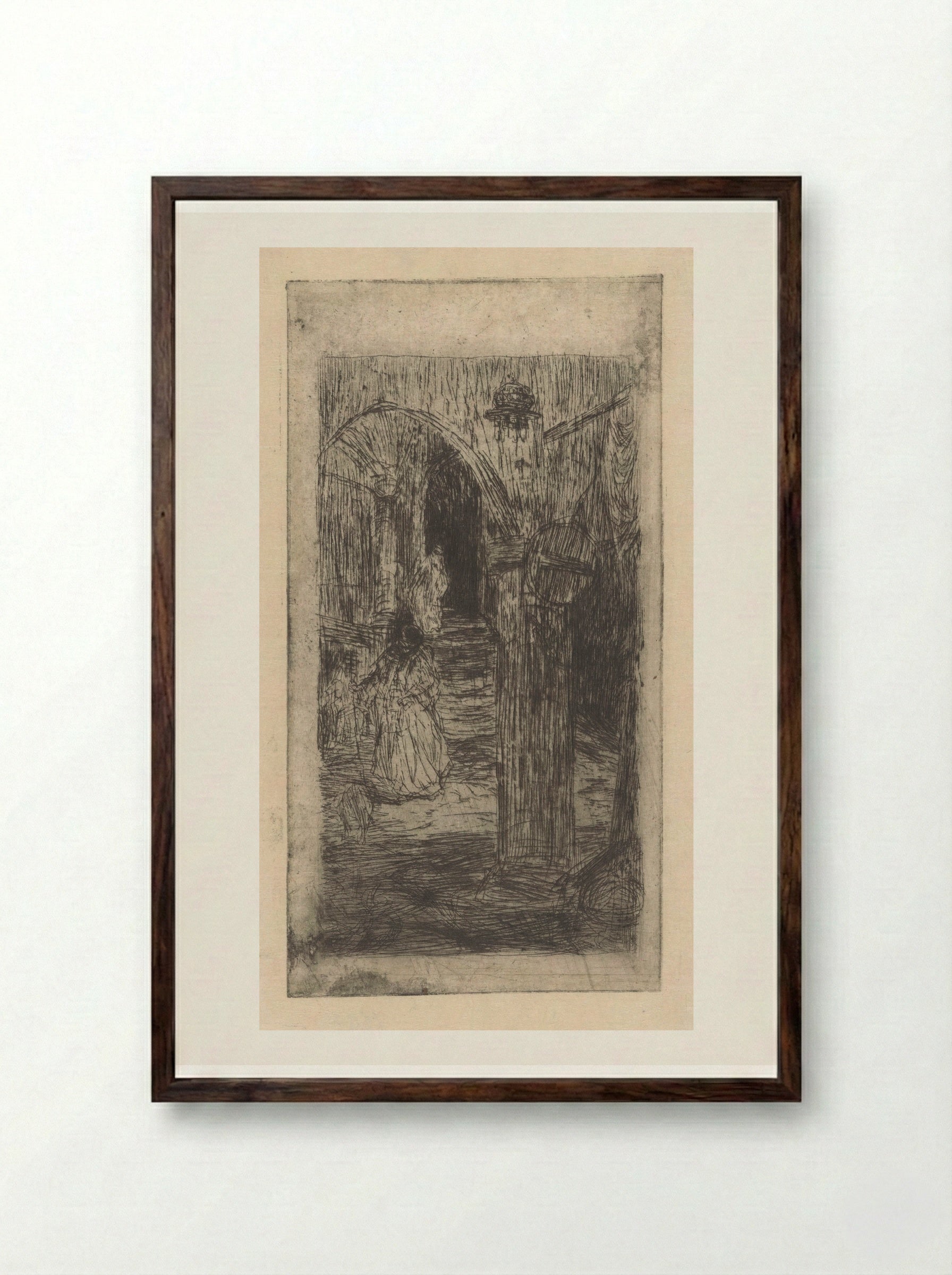 Ottoman Women on a Staircase - Marius Bauer - Framed Print Dark Wood