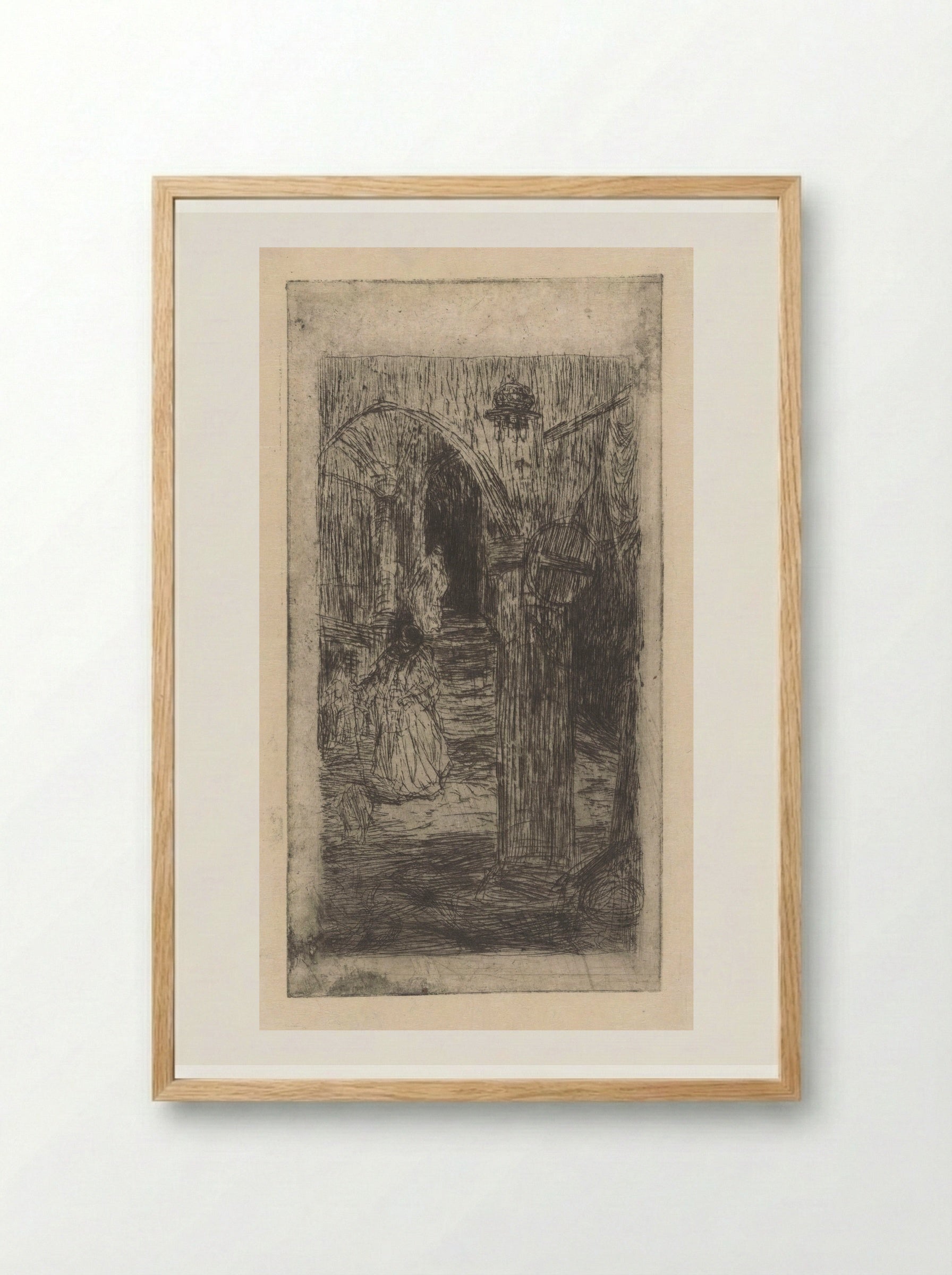 Ottoman Women on a Staircase - Marius Bauer - Framed Print Wood