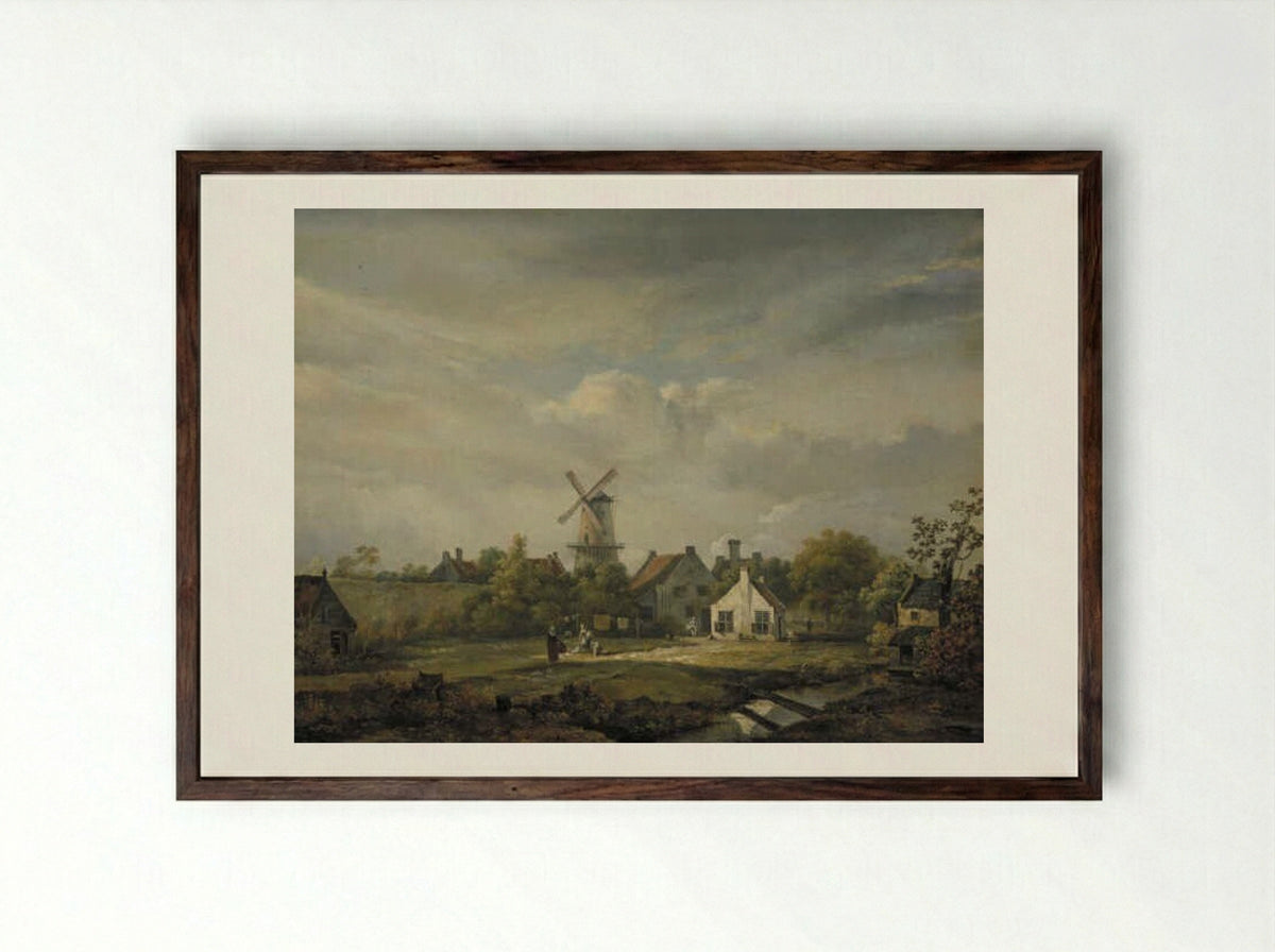 Oude huizen op een stadswal - Bruno van Straaten (I) - Framed Print Dark Wood