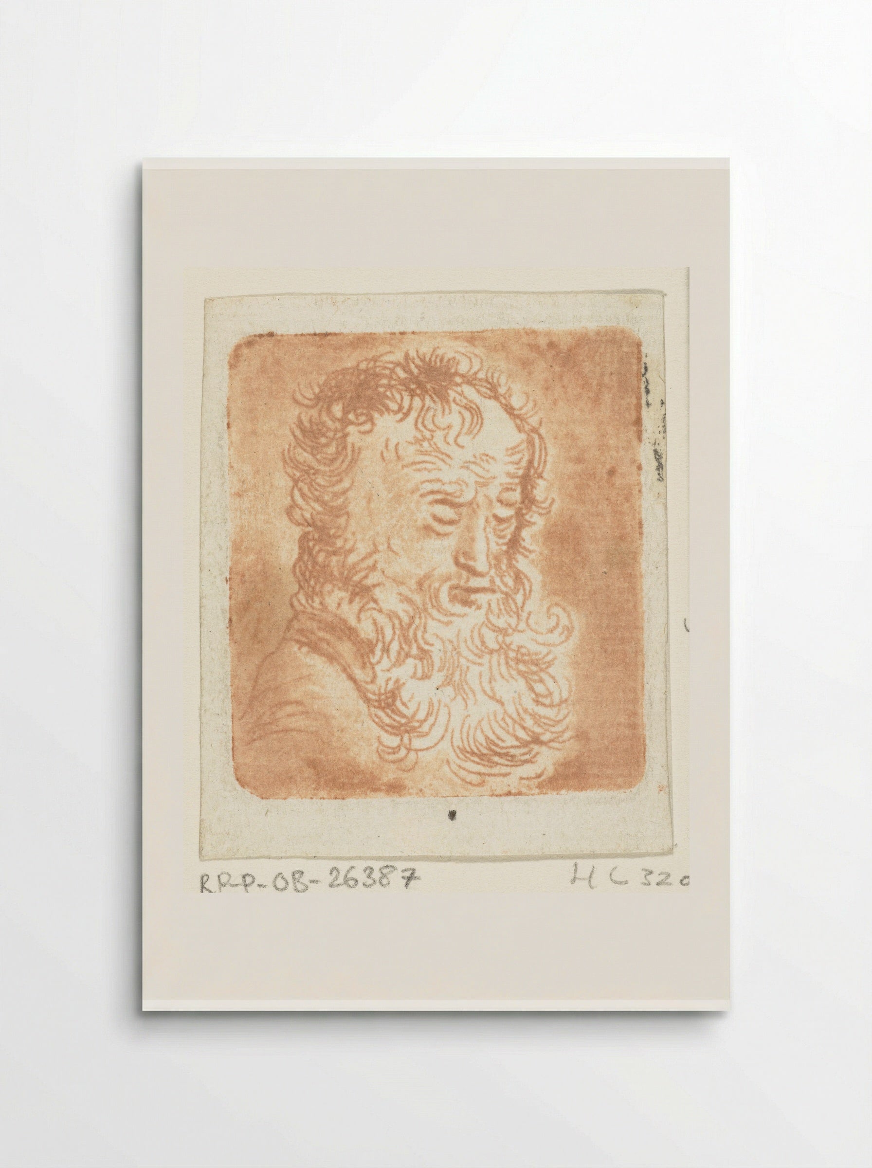 Oude man met baard met de blik naar beneden gericht: driekwart, naar rechts - Ernst Willem Jan Bagelaar - Poster