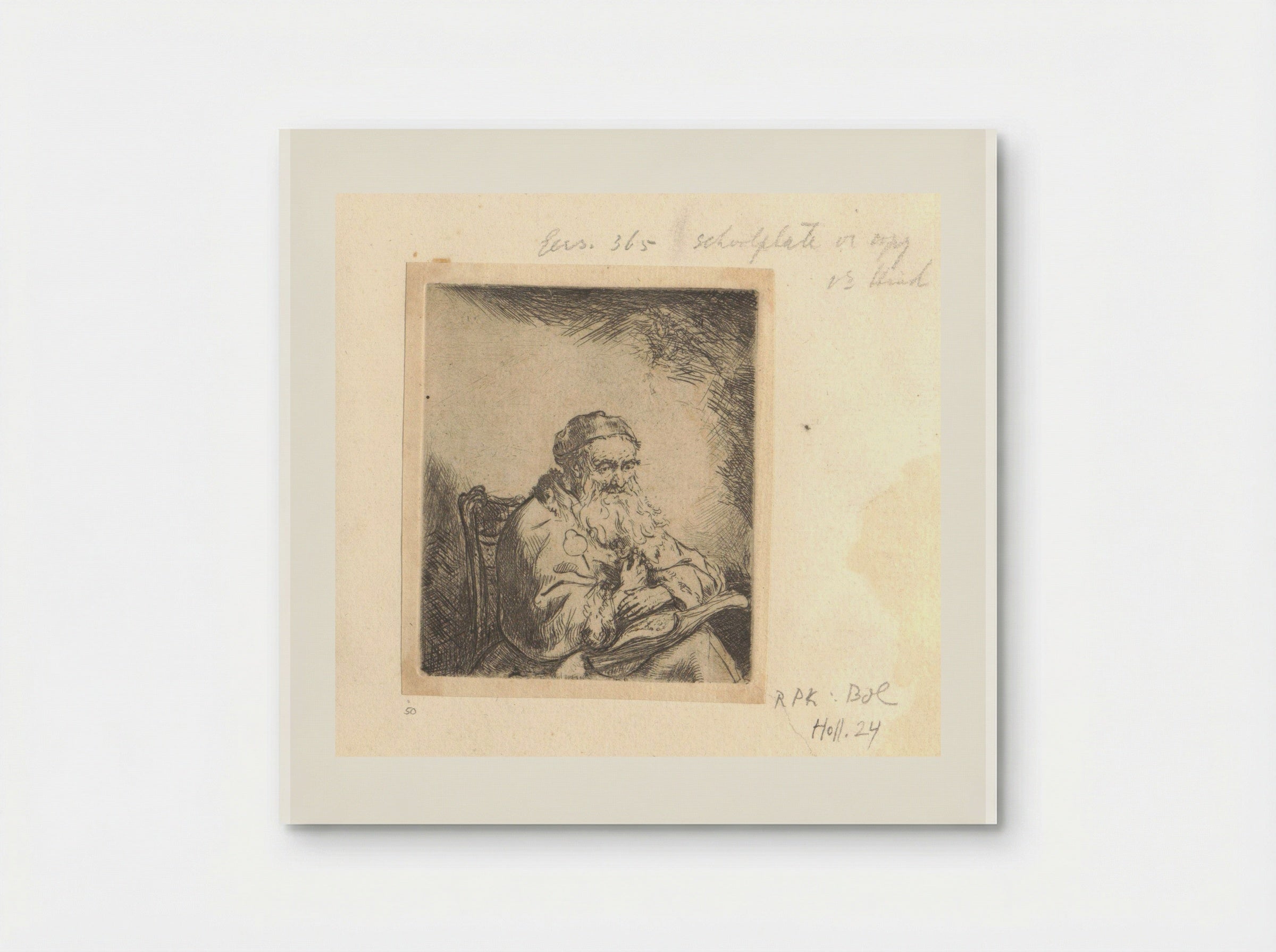 Oude man met een klaverblad op zijn jas - Henry Louis Basan - Poster