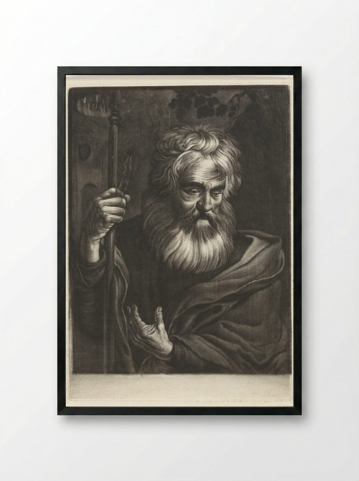 Oude man met een speer - Robbert Muys - Framed Print Black