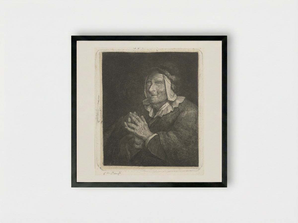 Oude vrouw (Old Woman) - Jacobus Ludovicus Cornet - Framed Print Black
