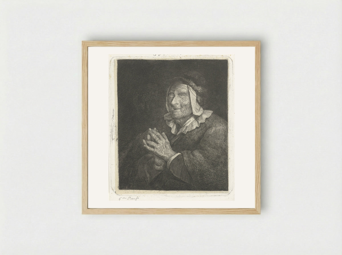 Oude vrouw (Old Woman) - Jacobus Ludovicus Cornet - Framed Print Wood