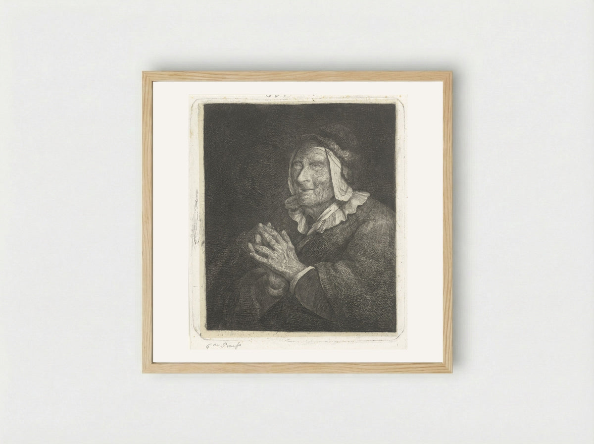 Oude vrouw (Old Woman) - Jacobus Ludovicus Cornet - Framed Print Wood