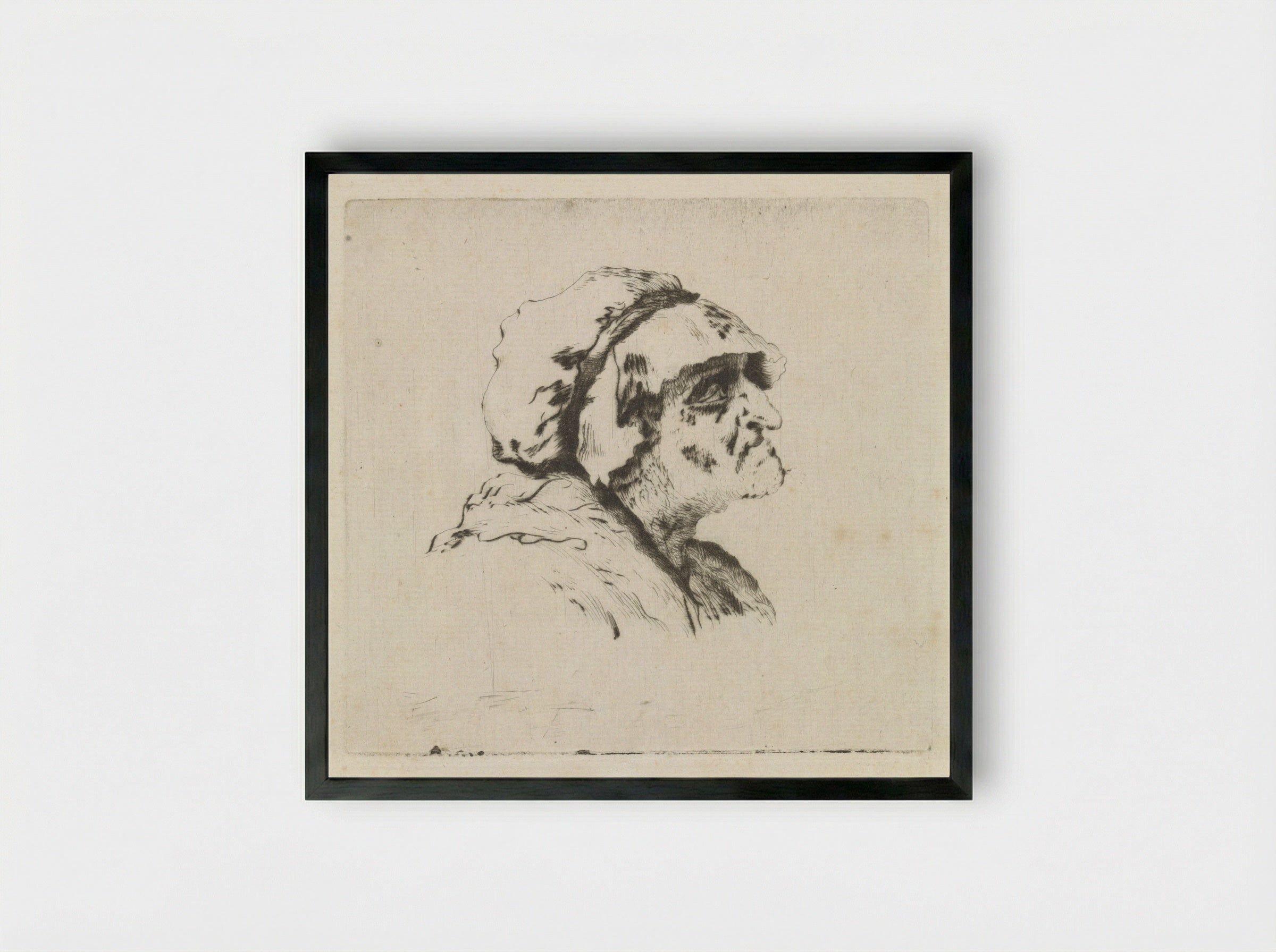 Oude vrouw, naar rechts - Hendrik van Maarseveen - Framed Print Black