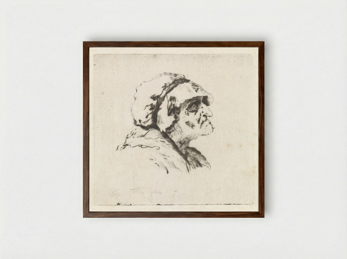 Oude vrouw, naar rechts - Hendrik van Maarseveen - Framed Print Dark Wood