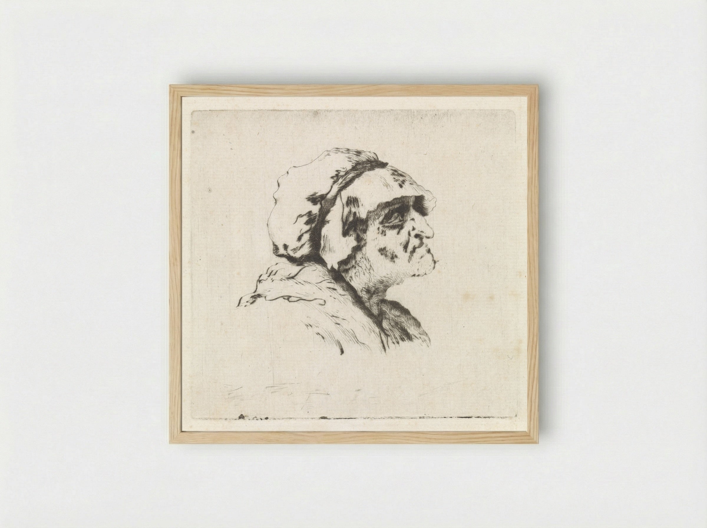 Oude vrouw, naar rechts - Hendrik van Maarseveen - Framed Print Wood