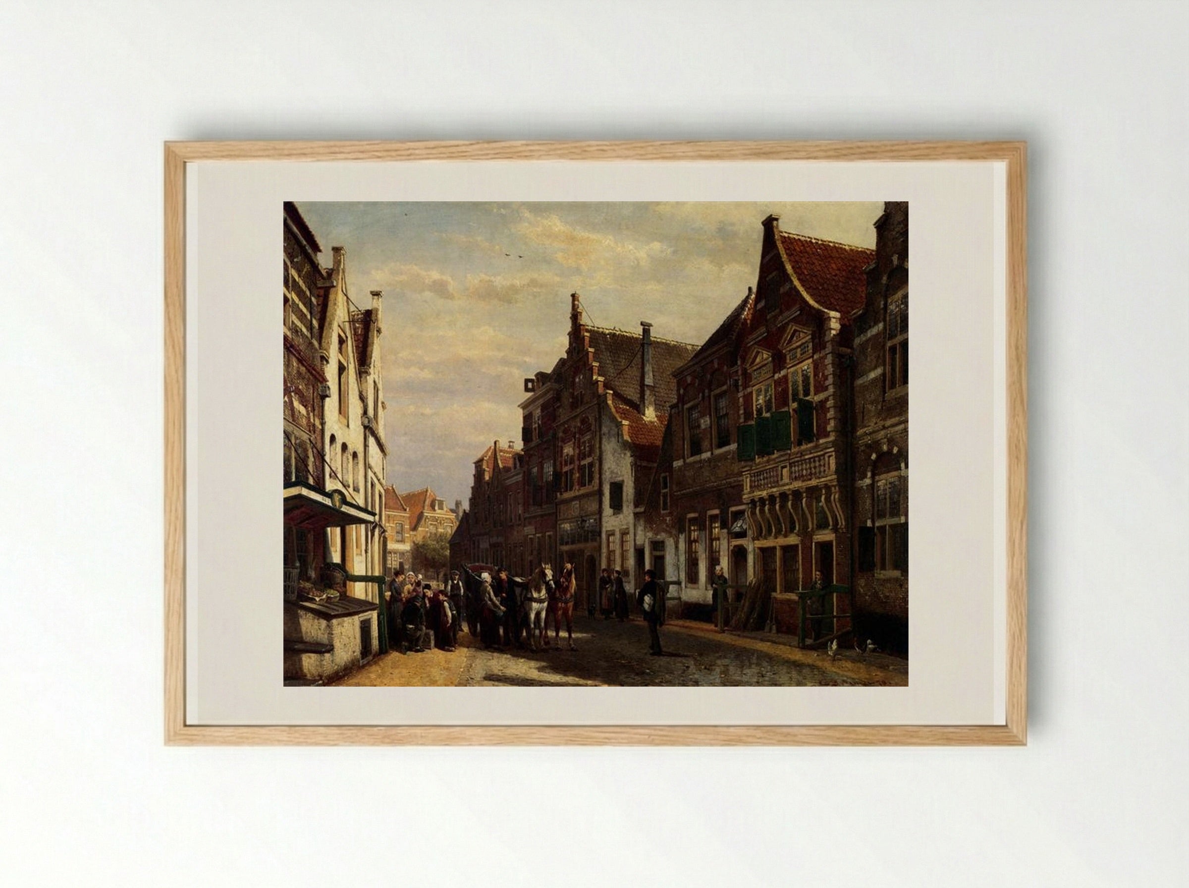 Oudewater Street At Summer - Cornelis Springer - Framed Print Wood