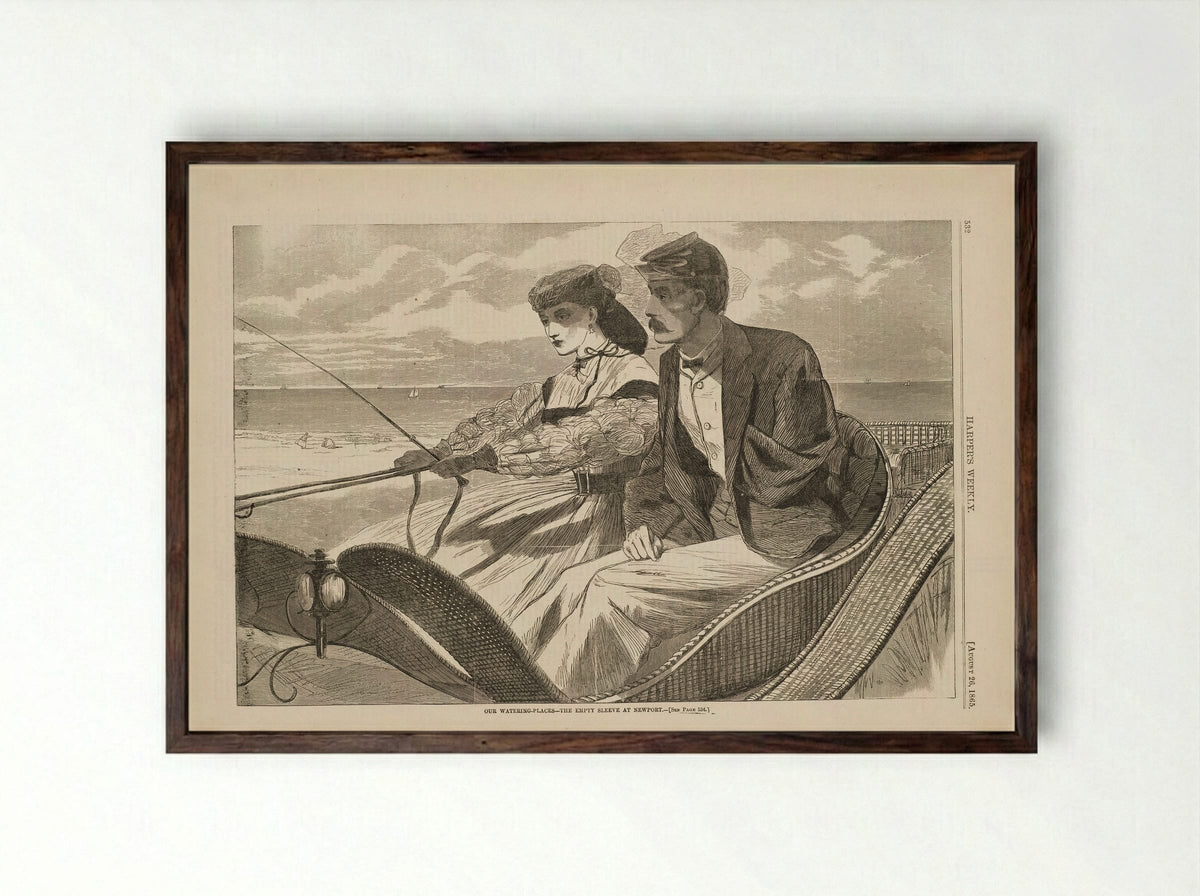 Our Watering-Places - The Empty Sleeve at Newport - Winslow Homer - Framed Print Dark Wood