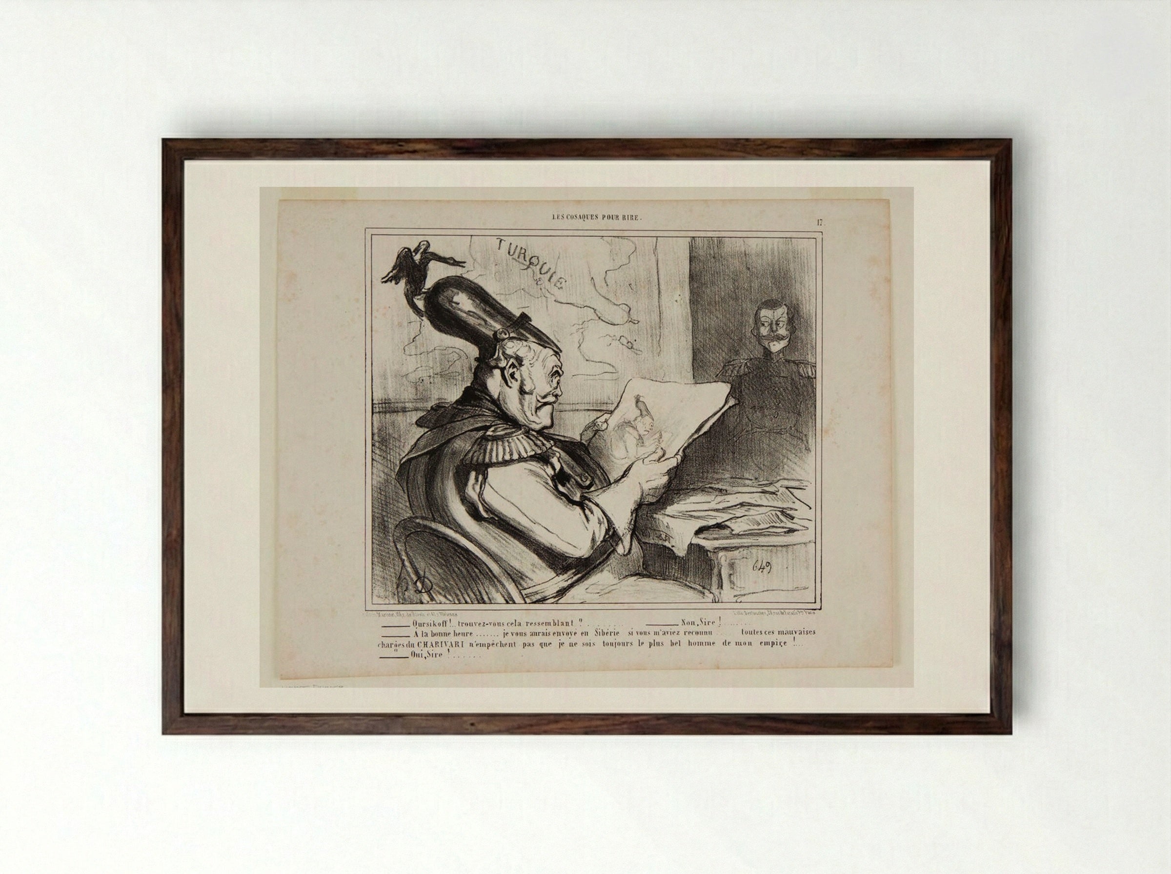 Oursikoff! ...trouvez-vous cela ressemblant? - Honoré-Victorin Daumier - Framed Print Dark Wood
