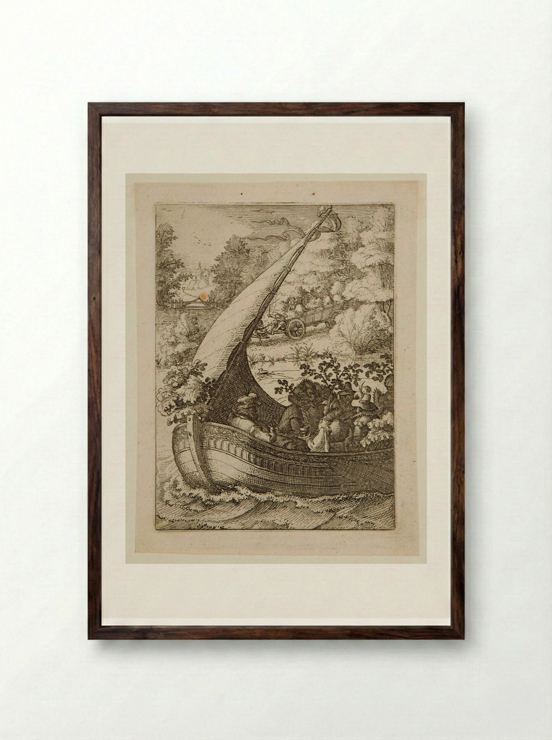 Outing in Spring - Claes Jansz. Visscher - Framed Print Dark Wood