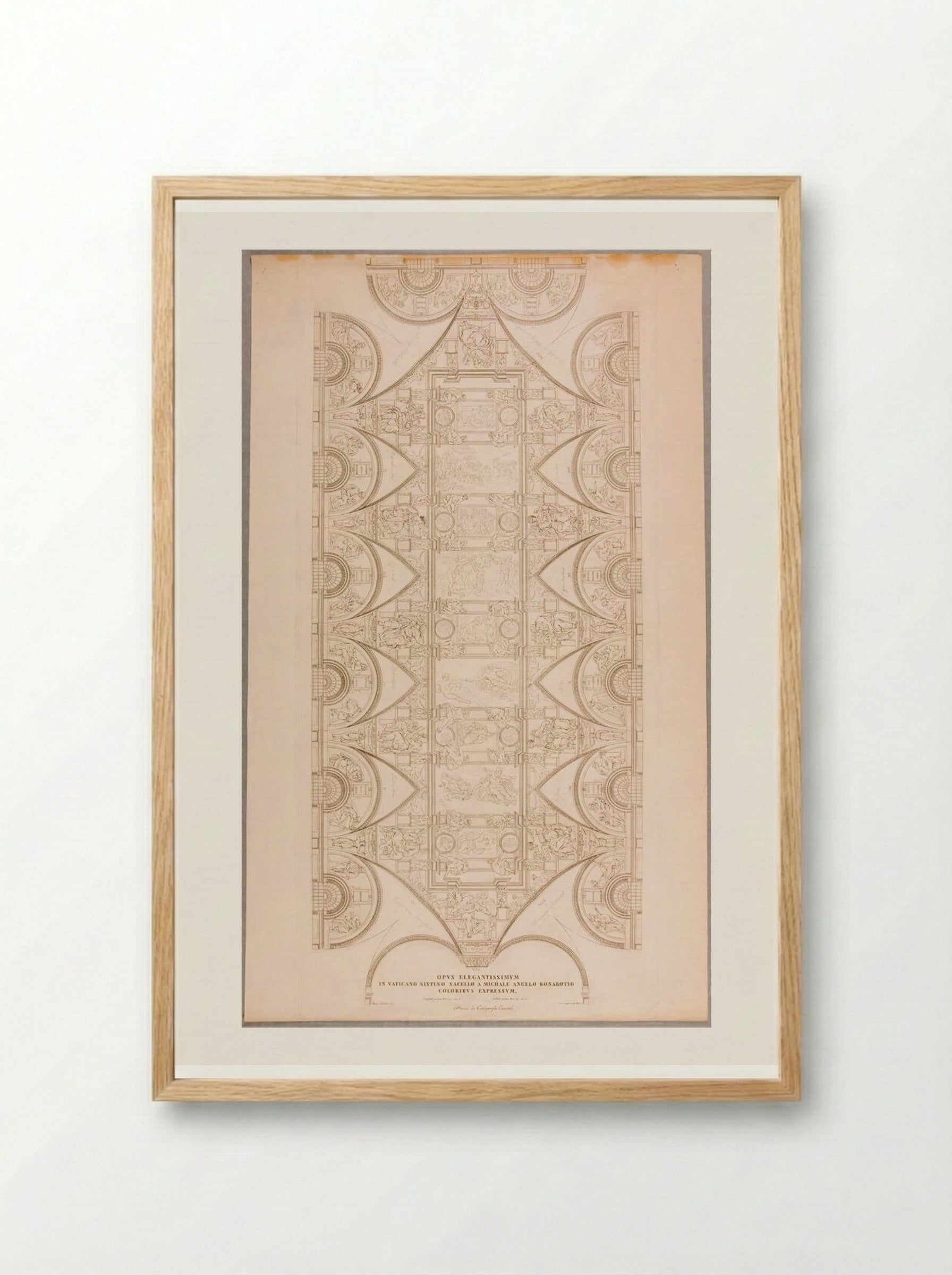 Outline of the Whole Ceiling Including All the Frescoes Except Thirteen - Domenico Cunego - Framed Print Wood