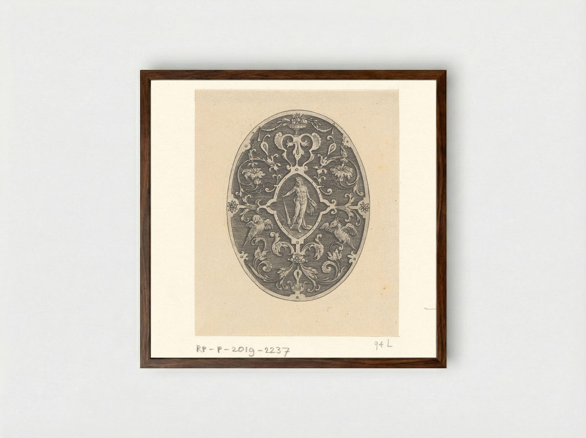 Ovaal met in het midden Hercules - Philips Galle - Framed Print Dark Wood