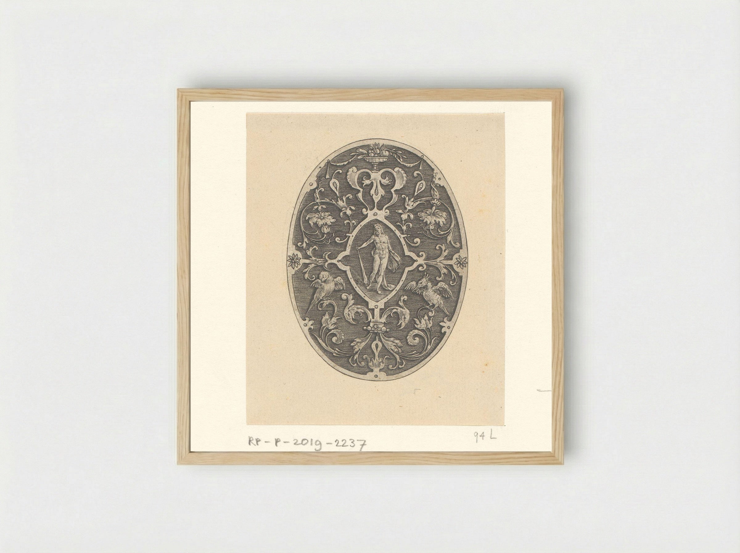 Ovaal met in het midden Hercules - Philips Galle - Framed Print Wood
